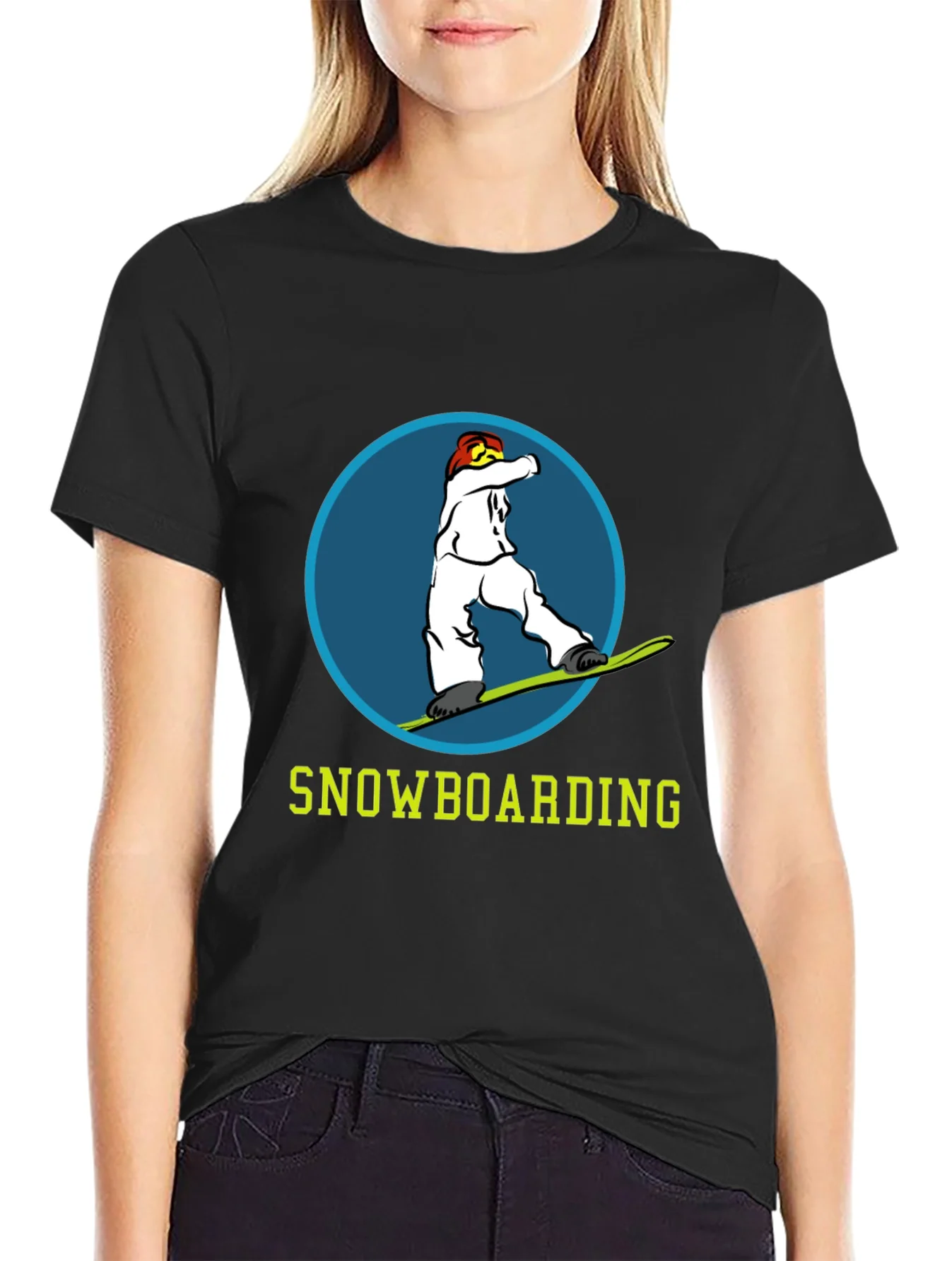 Snowboarding Graphic Tee - Black Cotton T-Shirt