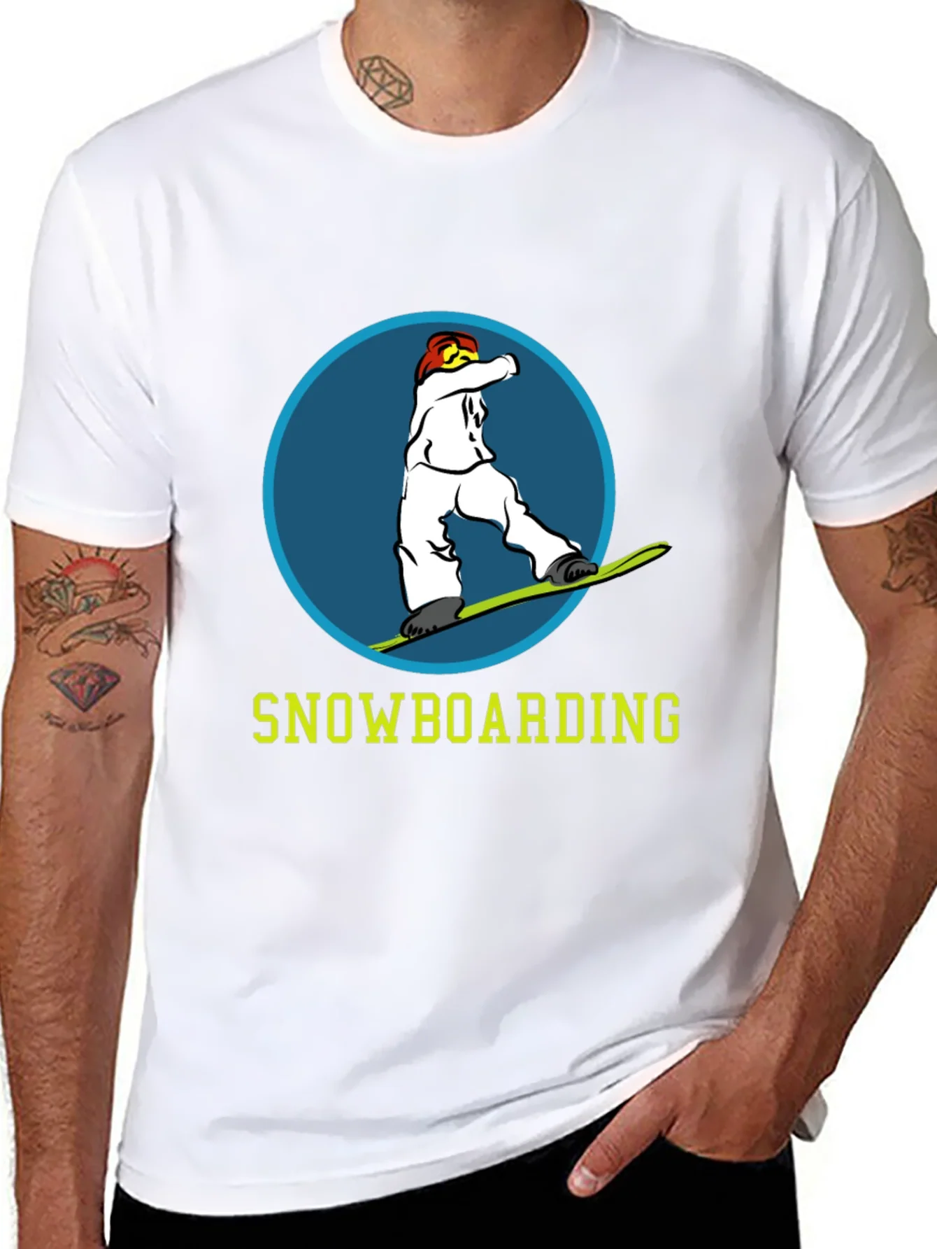 Snowboarding Graphic Tee - Black Cotton T-Shirt