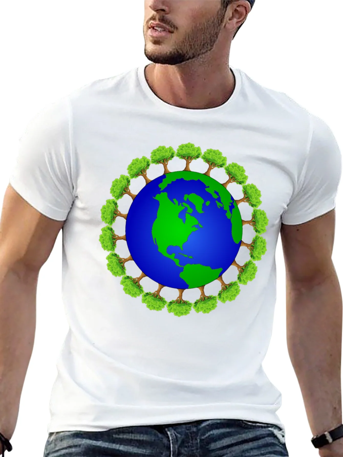Earth Globe Tree Ring Graphic T-Shirt