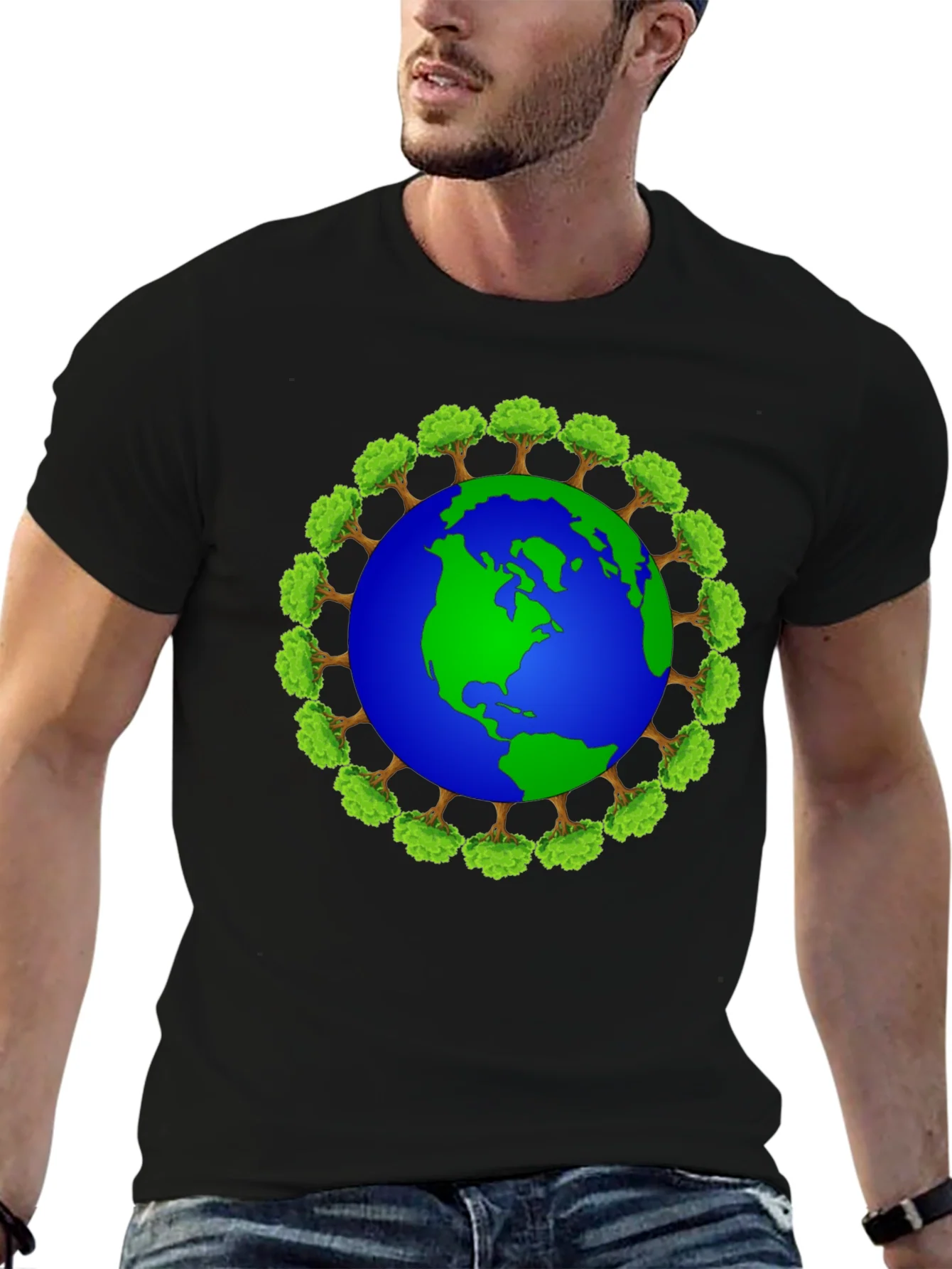 Earth Globe Tree Ring Graphic T-Shirt