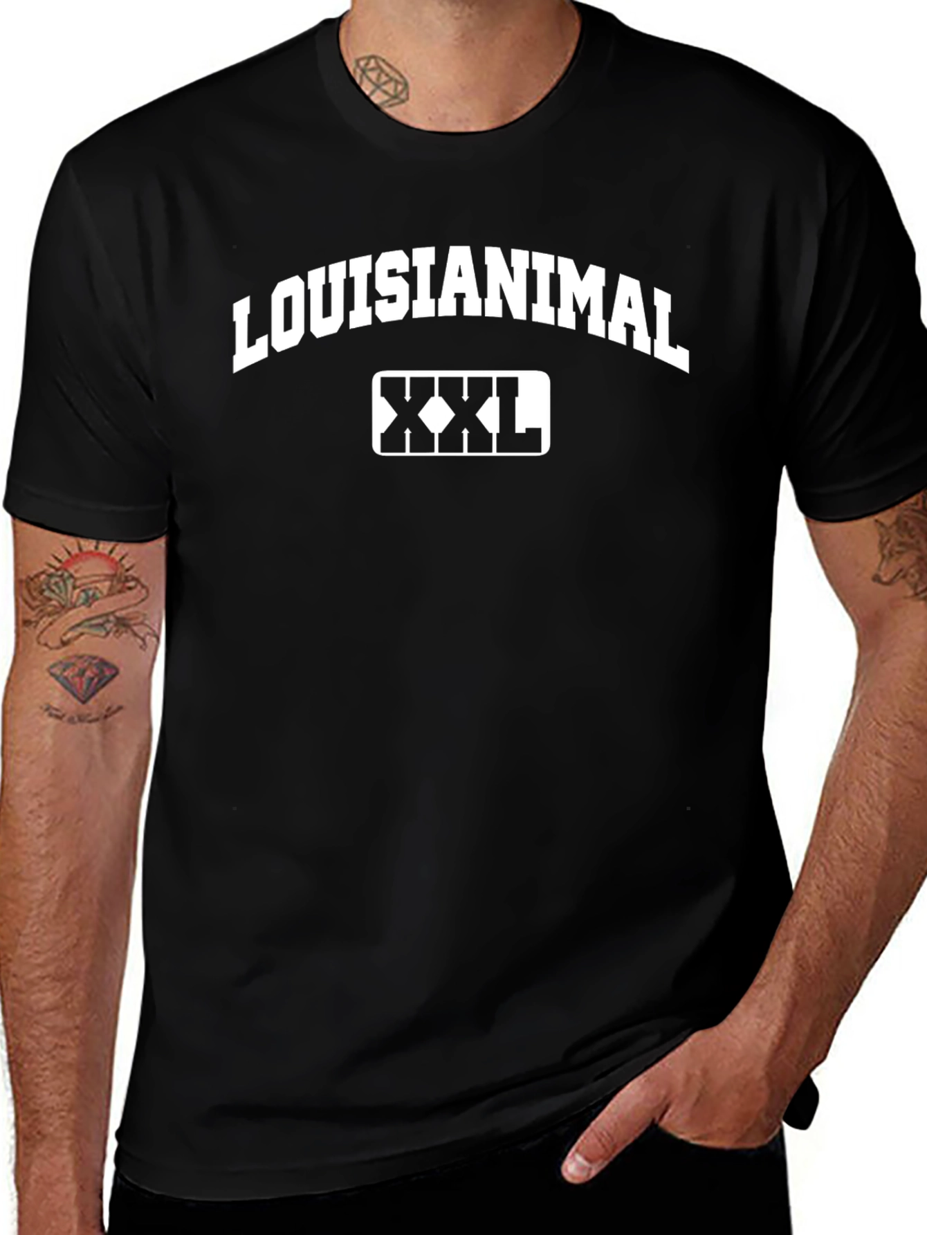 Louisianimal XXL Graphic Print Black T-Shirt