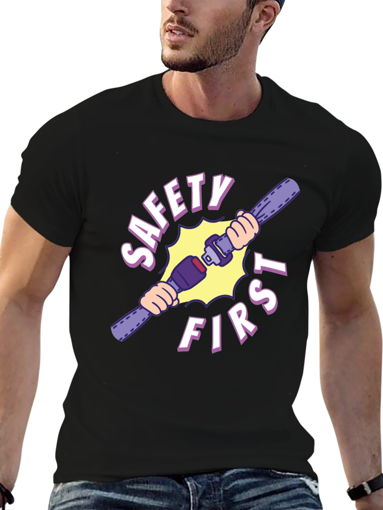 Safety First Graphic Tee - Black Unisex T-Shirt
