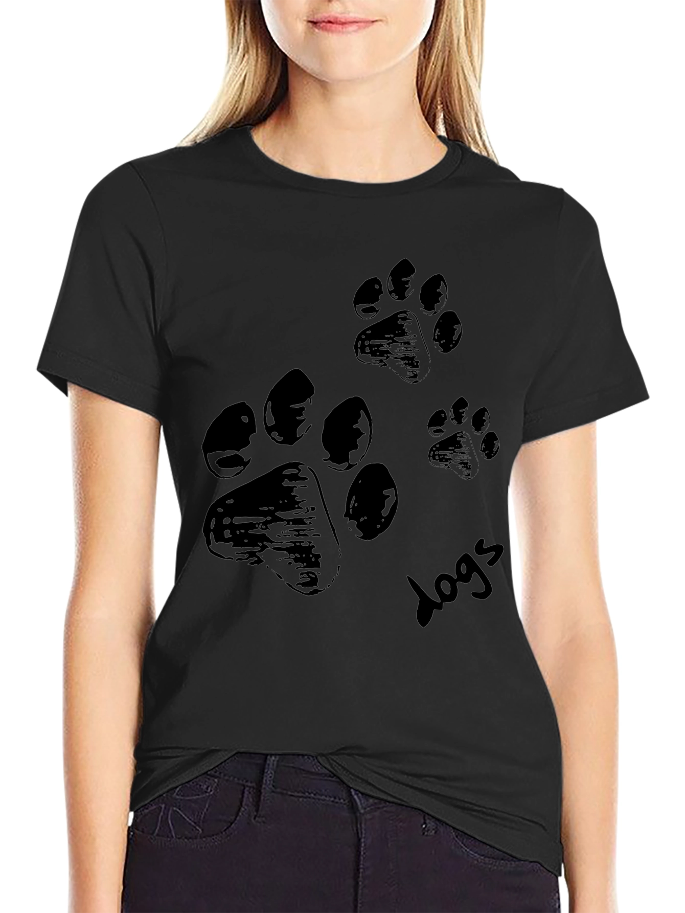 Paw Print Black T-Shirt