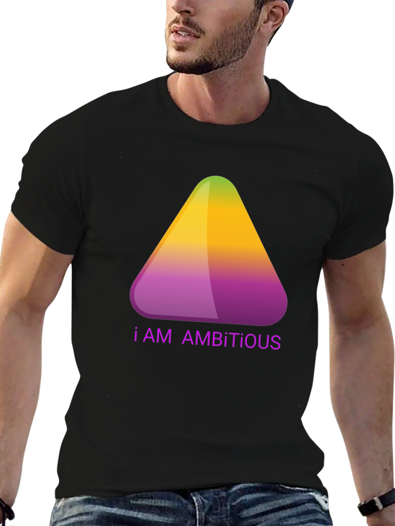 Ambitious Gradient Triangle Graphic T-Shirt