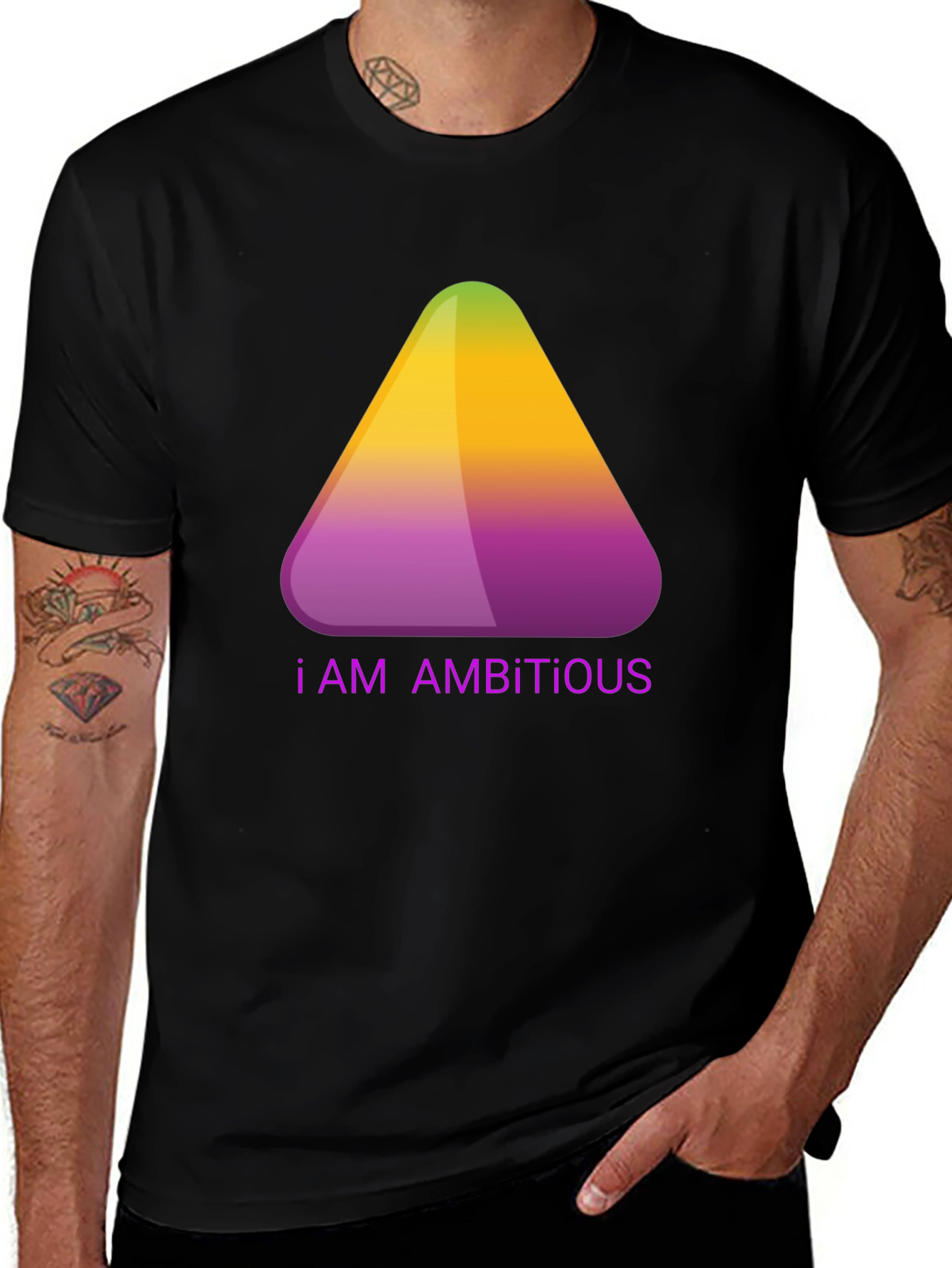 Ambitious Gradient Triangle Graphic T-Shirt