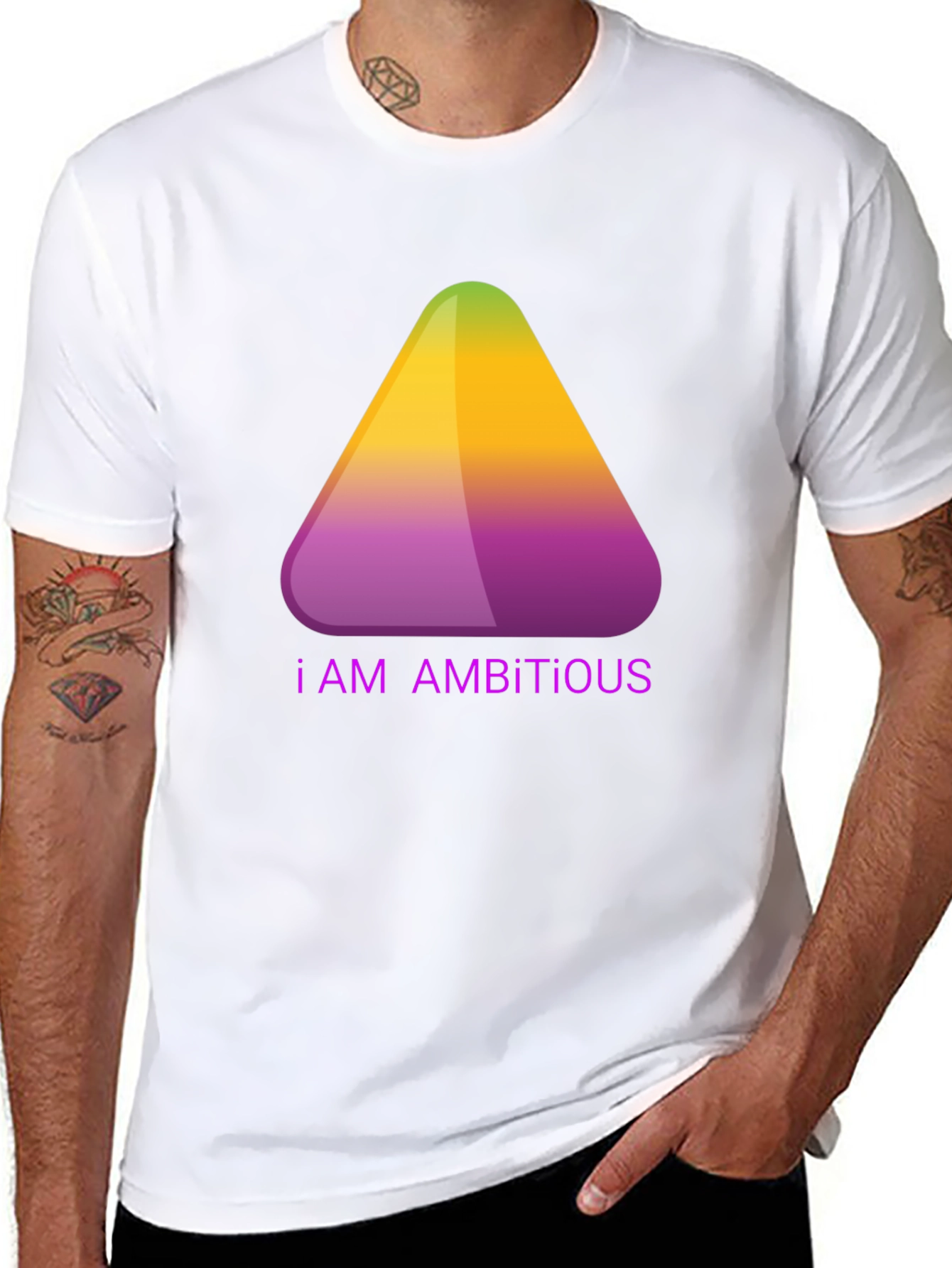 Ambitious Gradient Triangle Graphic T-Shirt