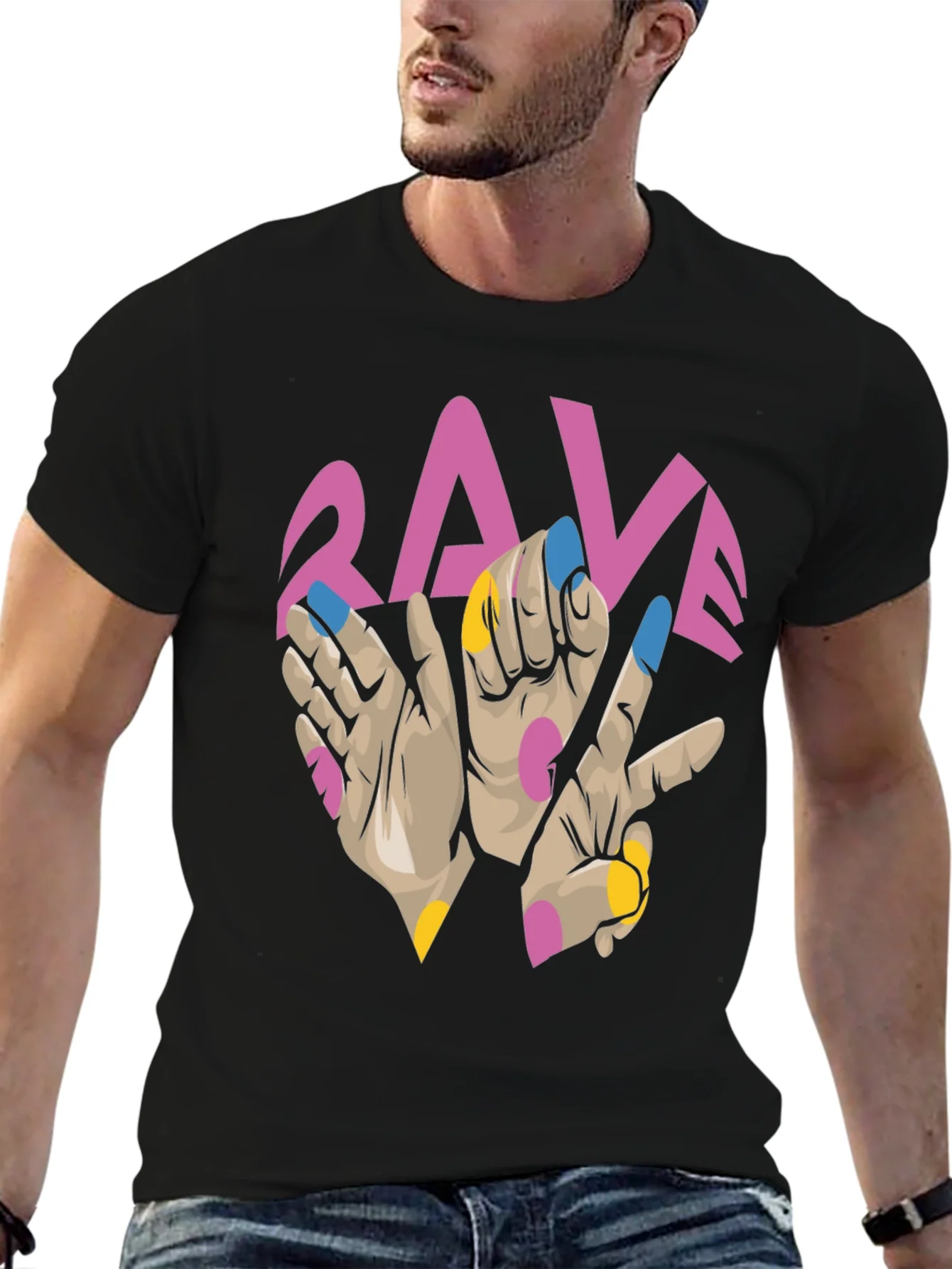 Rave Hand Graphic Black T-Shirt