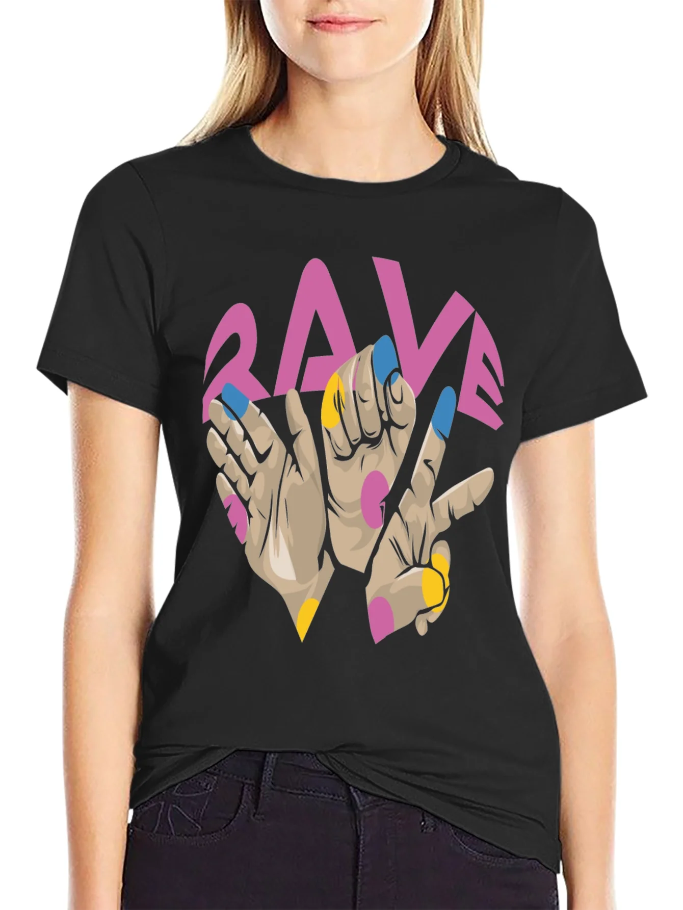 Rave Hand Graphic Black T-Shirt