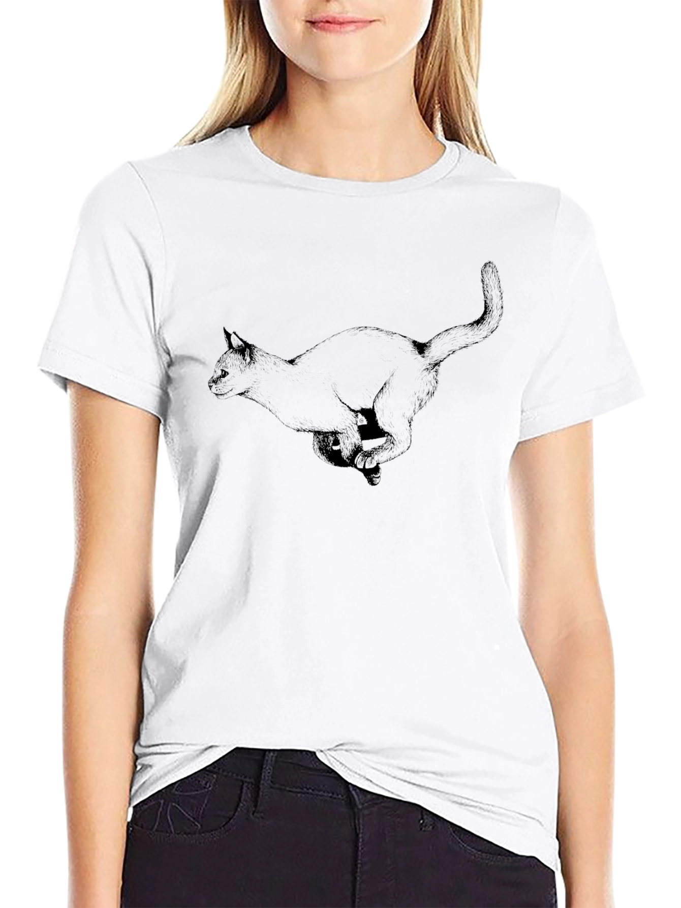 Mens Black Cat Graphic Tee