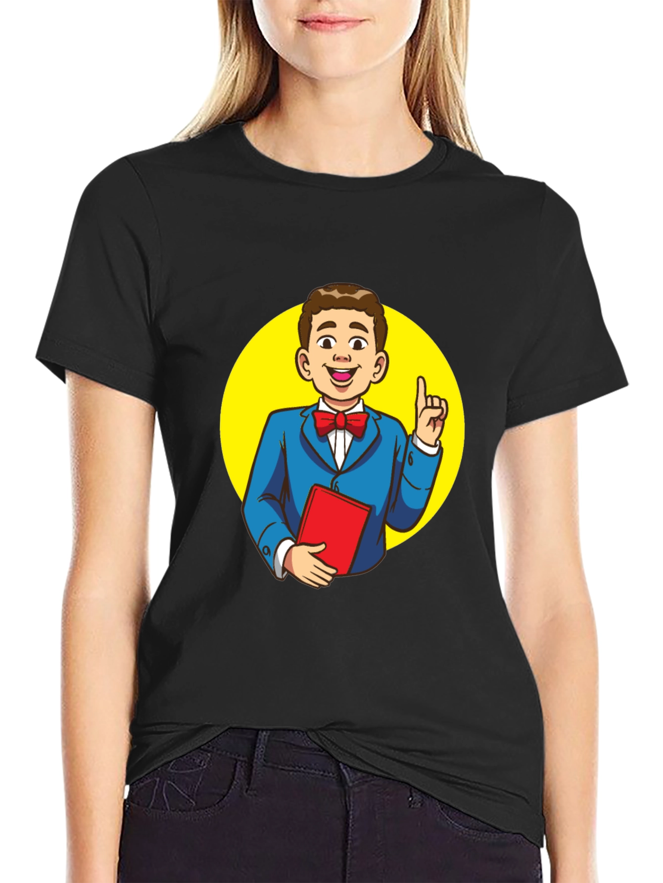 Cartoon Character Graphic Black T-Shirt