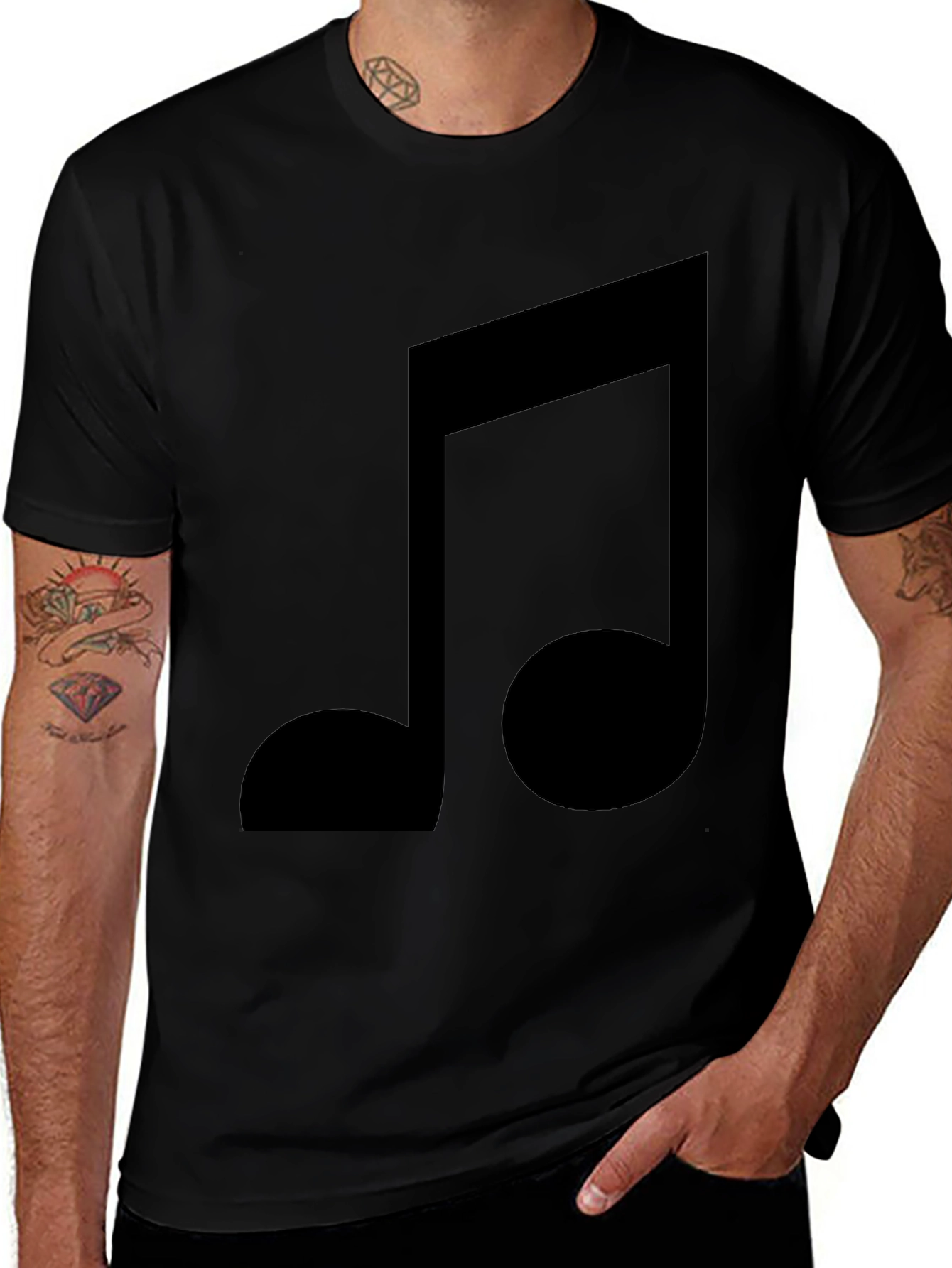 Music Note Graphic Black T-Shirt