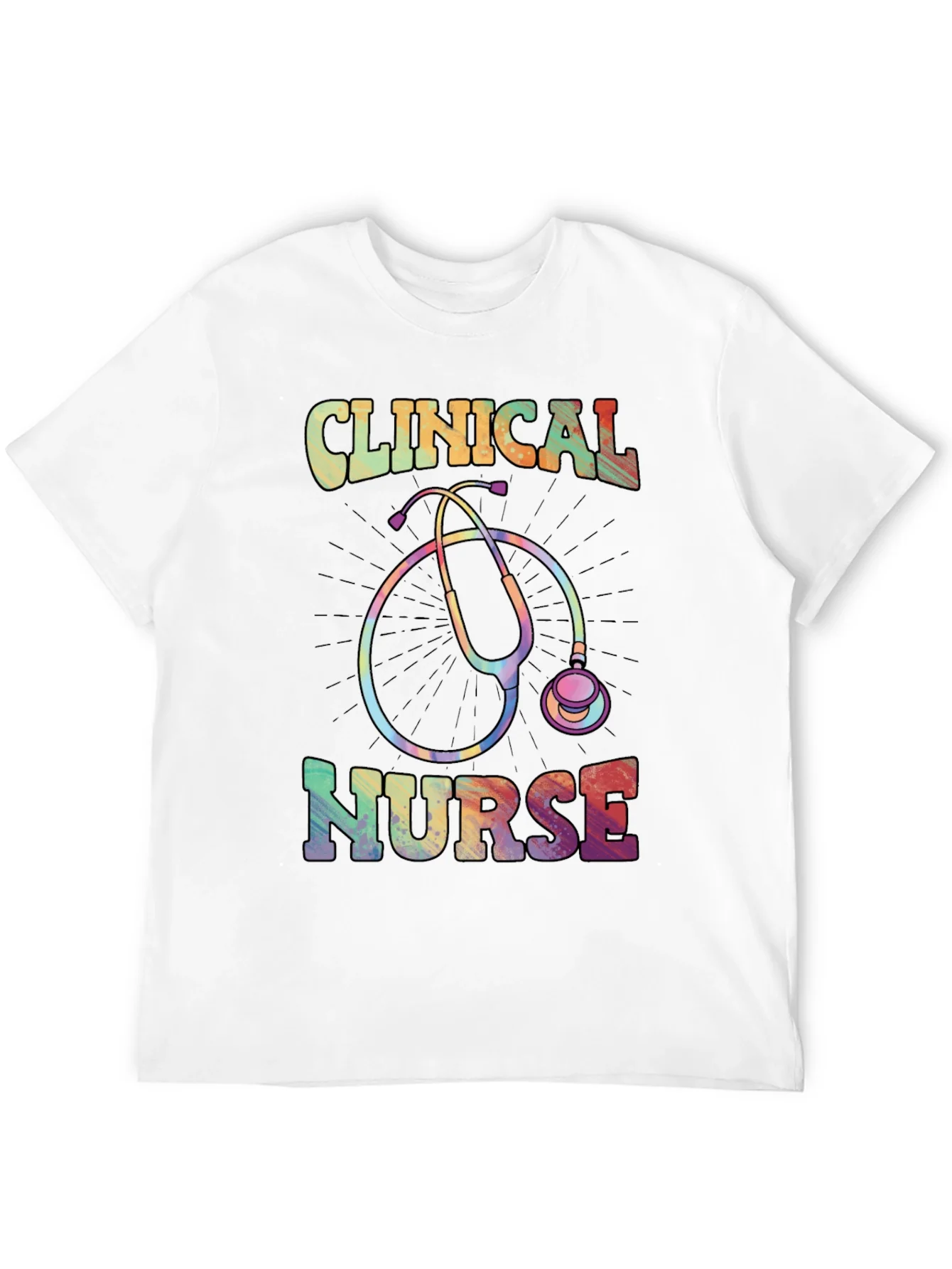 Clinical Nurse Graphic Tee - Rainbow Stethoscope