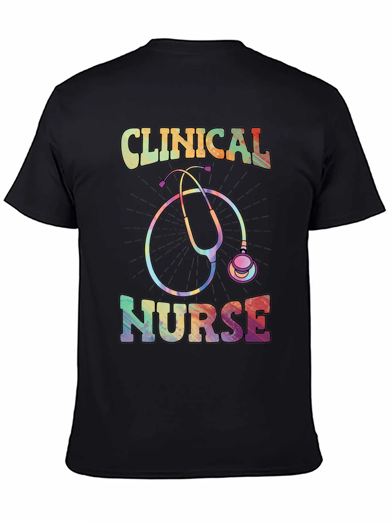 Clinical Nurse Graphic Tee - Rainbow Stethoscope