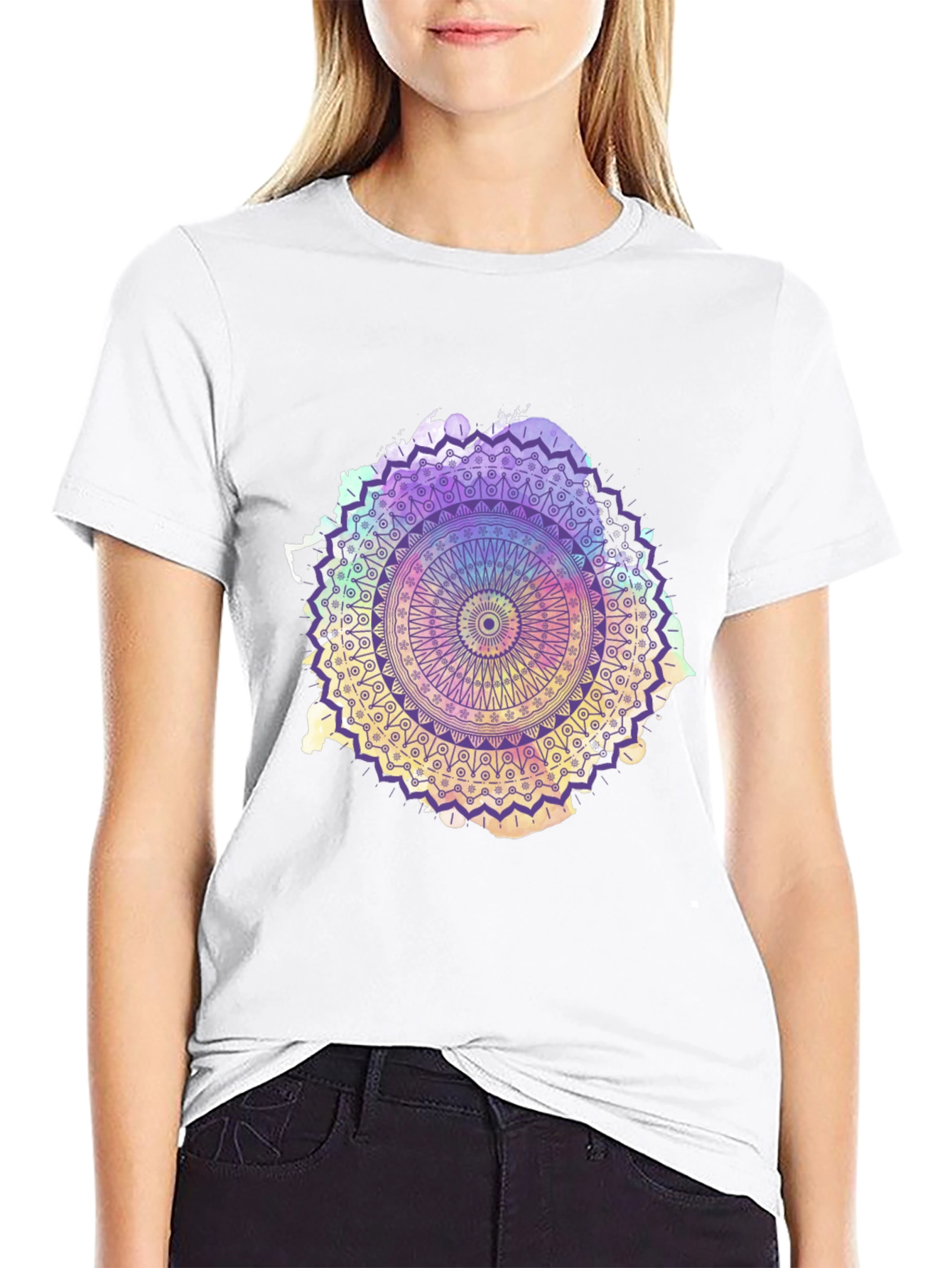 Mandala Print Black T-Shirt