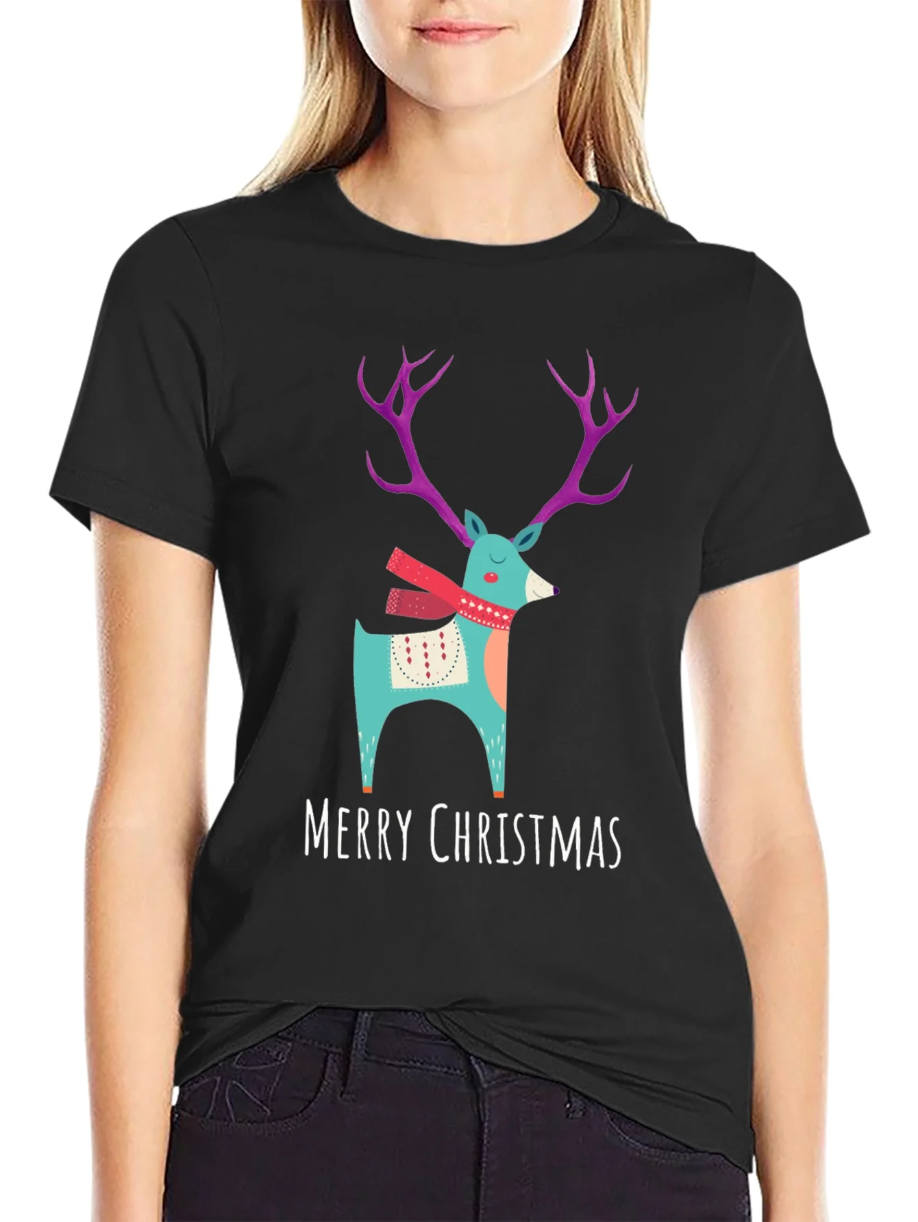 Merry Christmas Reindeer T-Shirt - Holiday Apparel