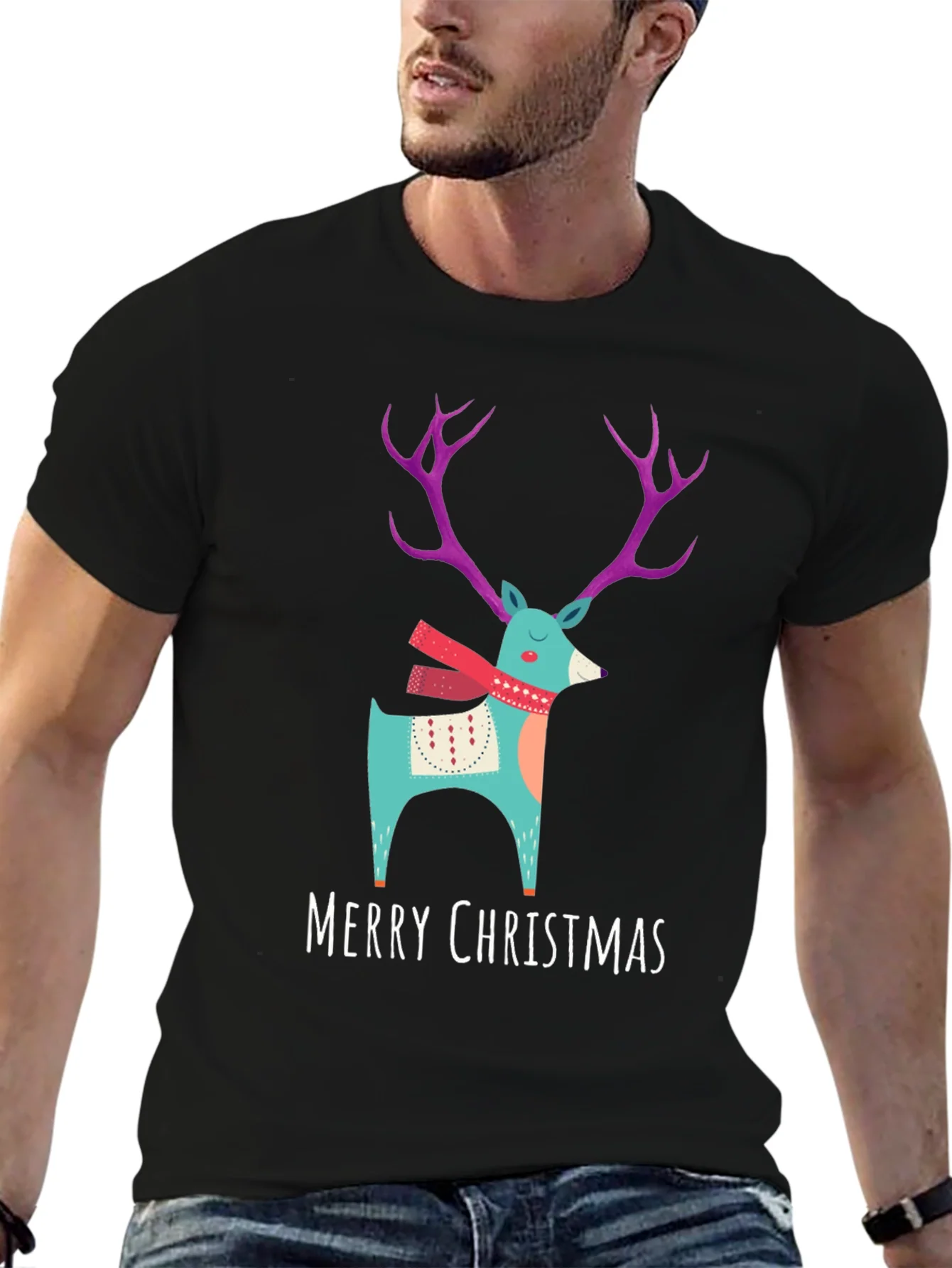 Merry Christmas Reindeer T-Shirt - Holiday Apparel