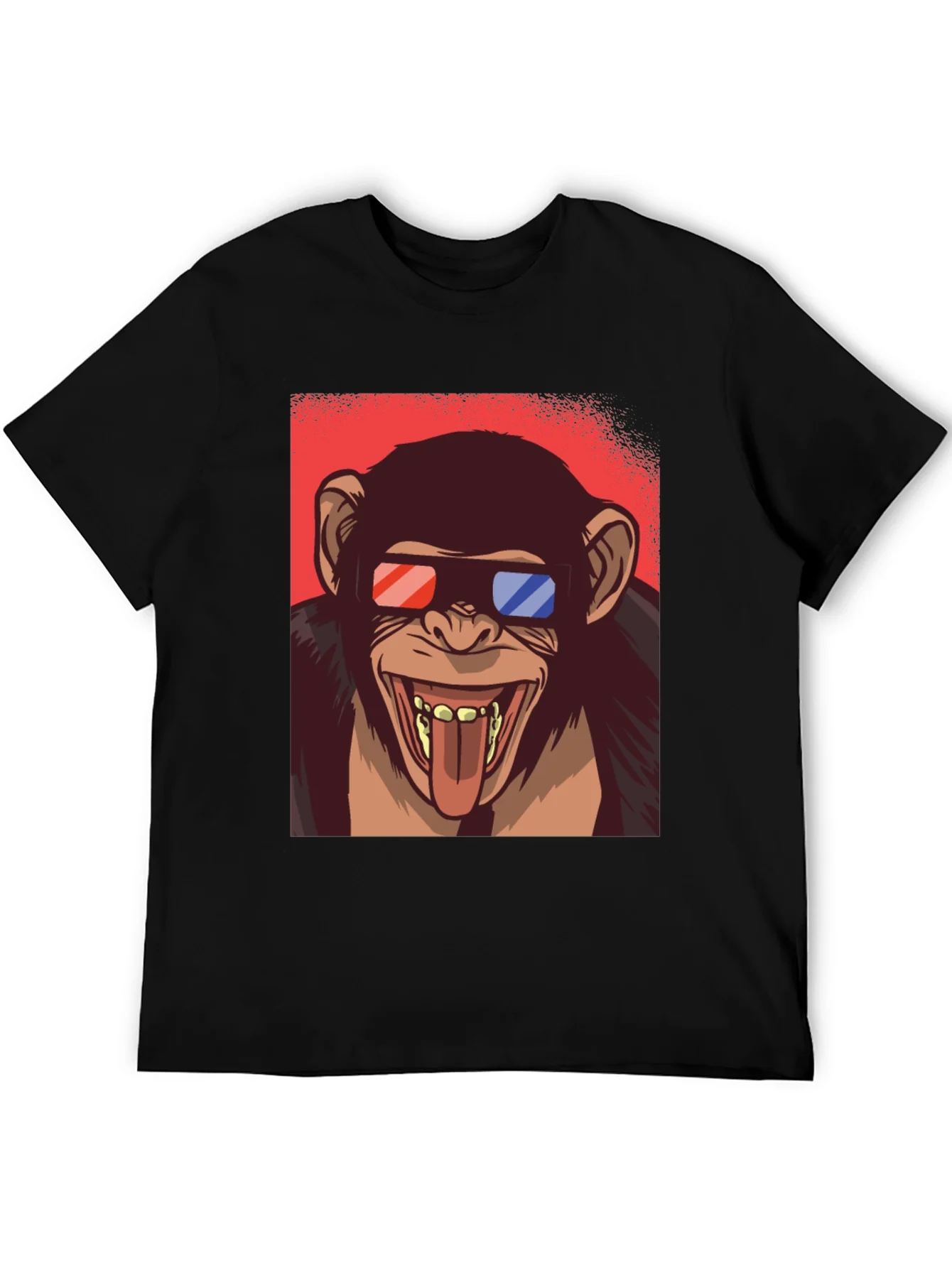 Funny Monkey 3D Glasses Graphic T-Shirt