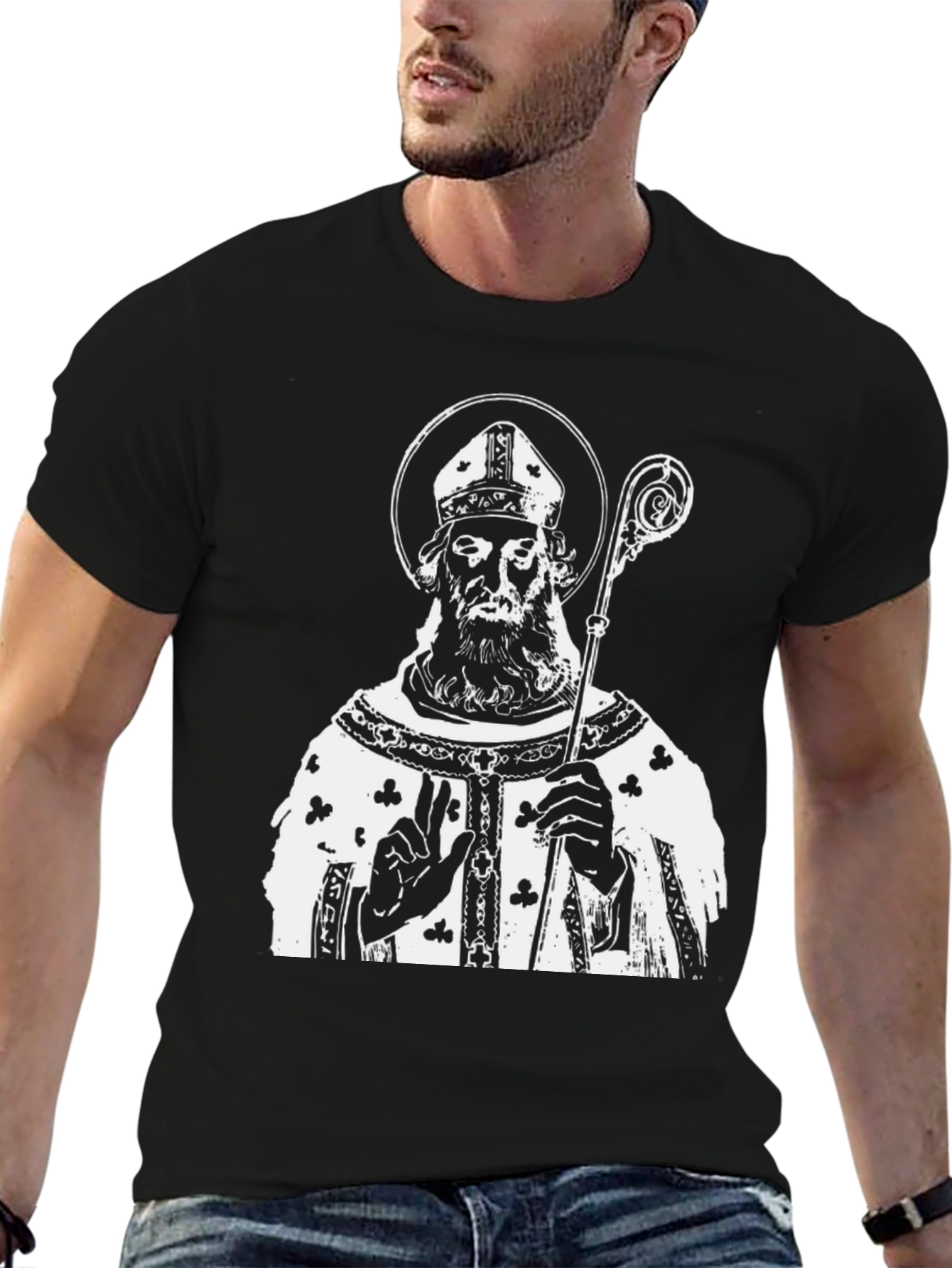 Saint Graphic Tee - Black Cotton T-Shirt