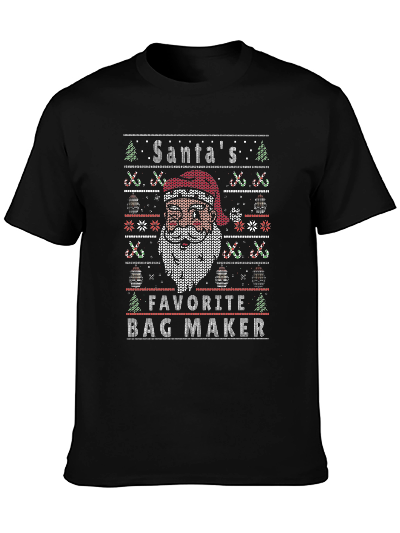 Santas Favorite Bag Maker Christmas Knit T-Shirt