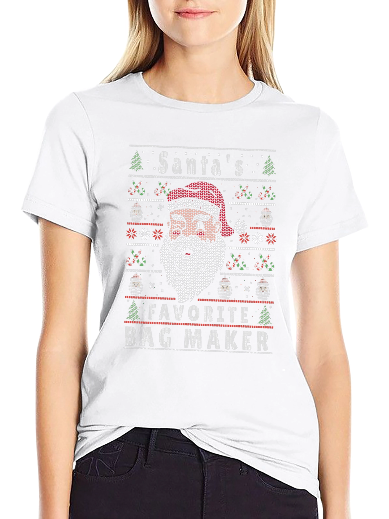 Santas Favorite Bag Maker Christmas Knit T-Shirt