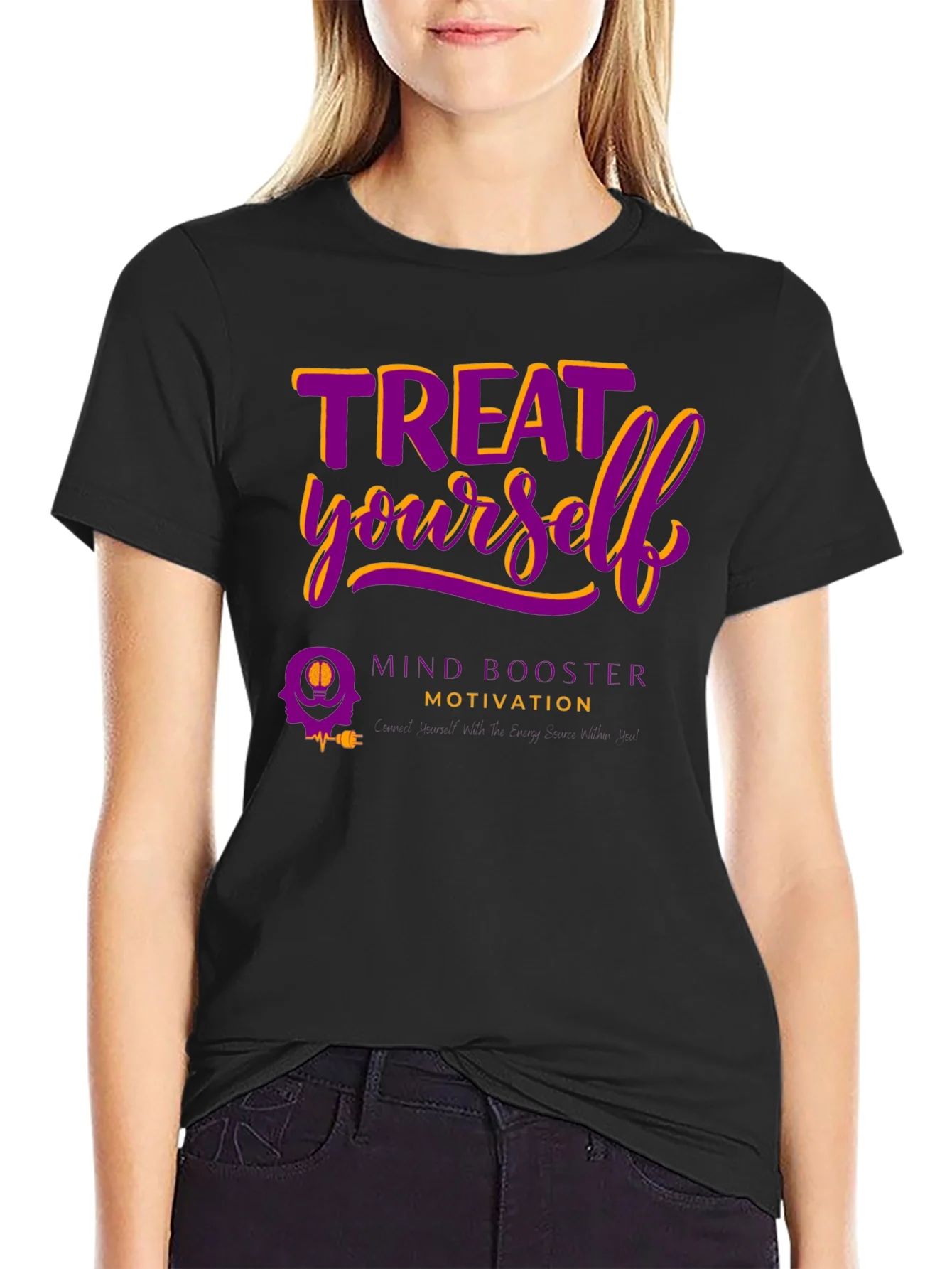 Treat Yourself Motivation Graphic Tee - Black