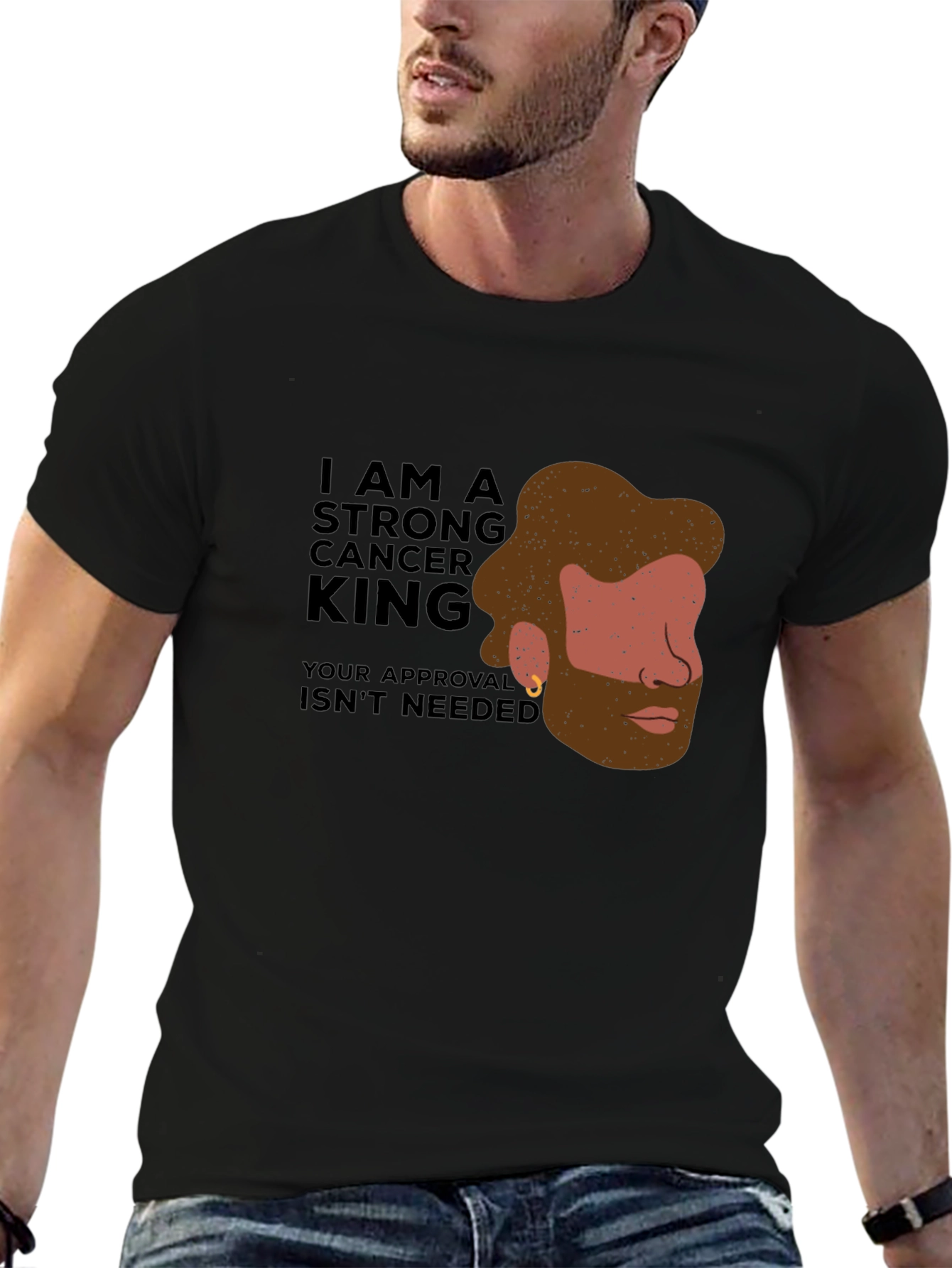 Strong Cancer King Black T-Shirt