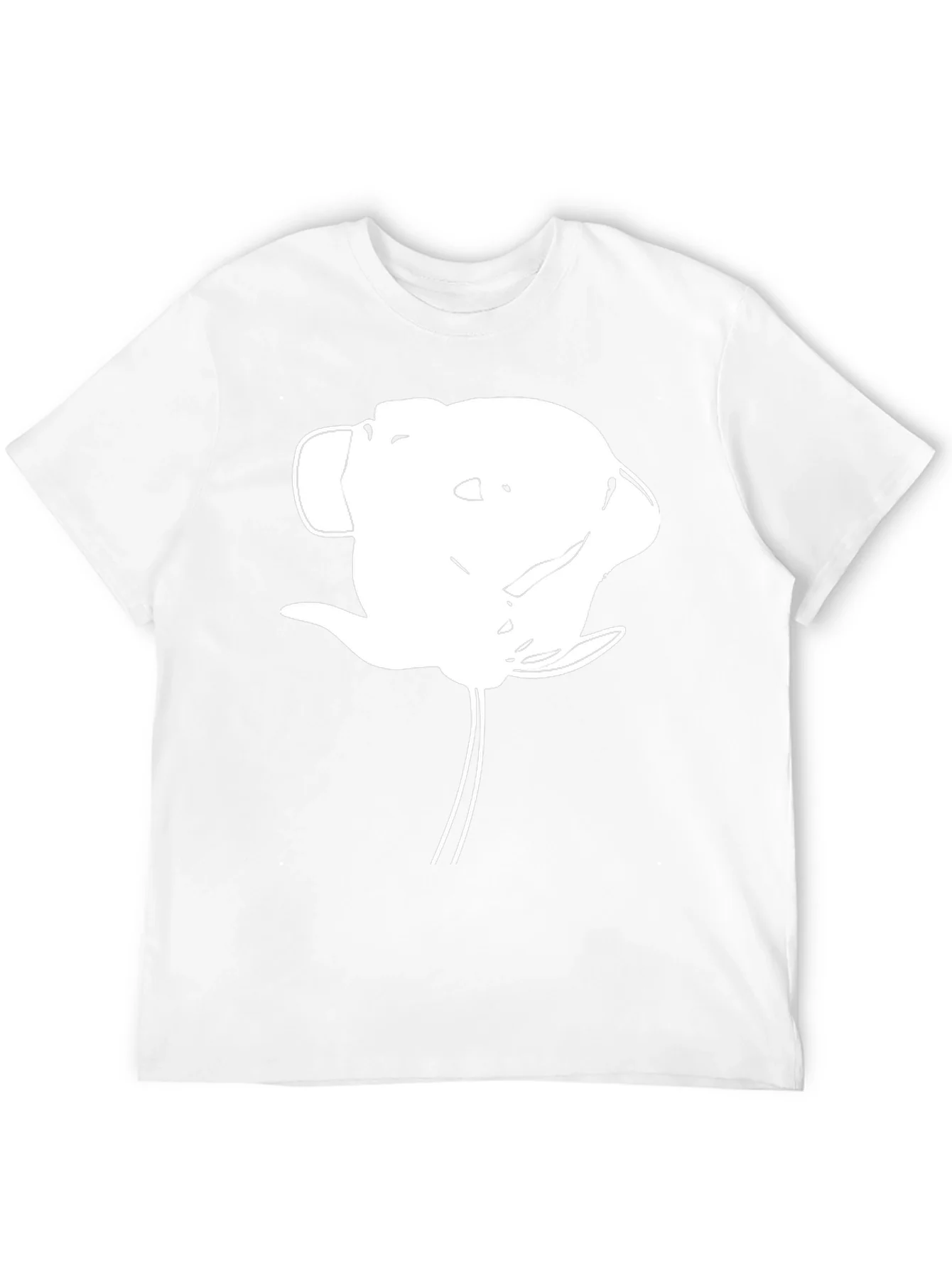 Abstract White Flower Graphic Black T-Shirt