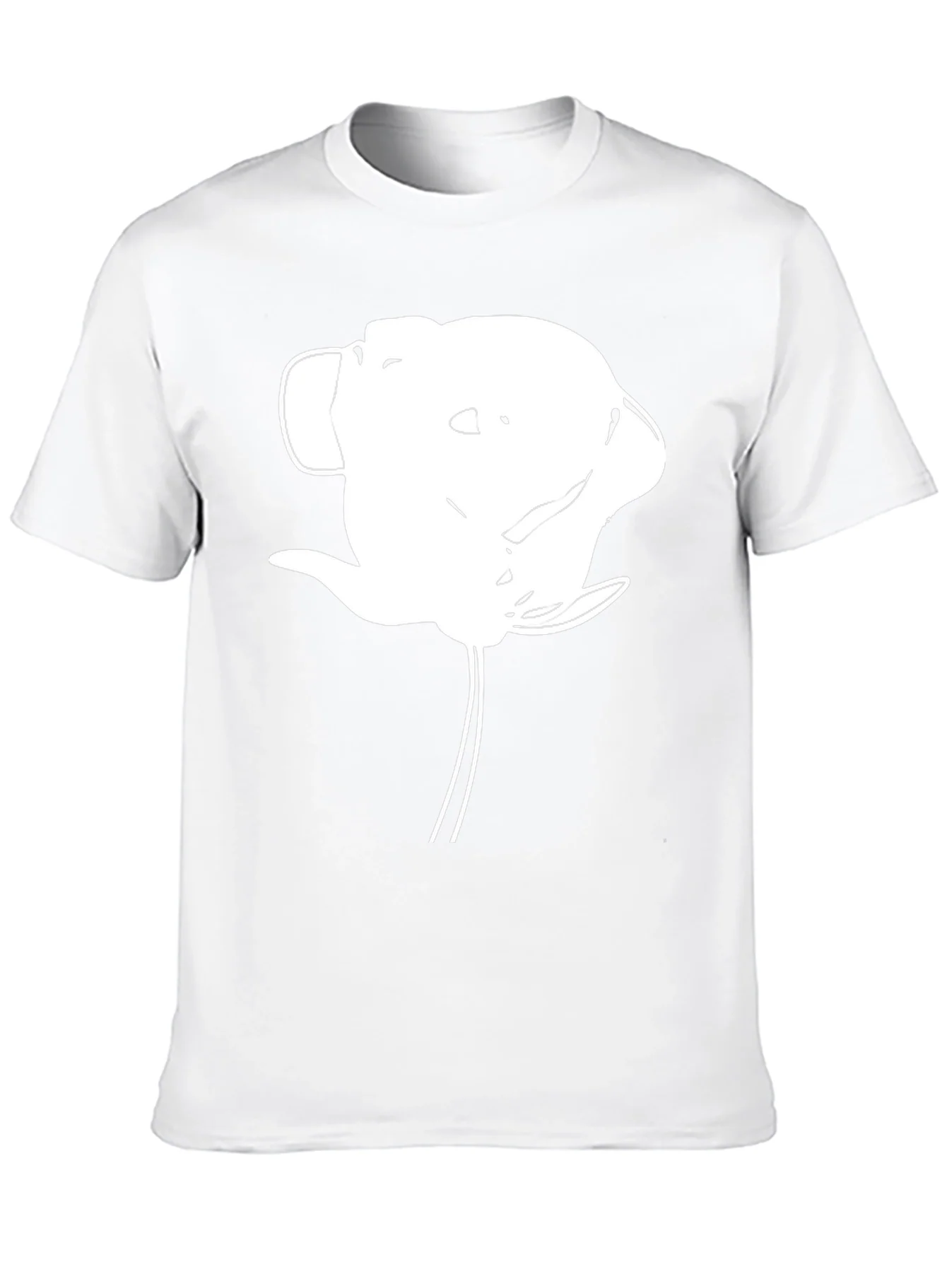 Abstract White Flower Graphic Black T-Shirt