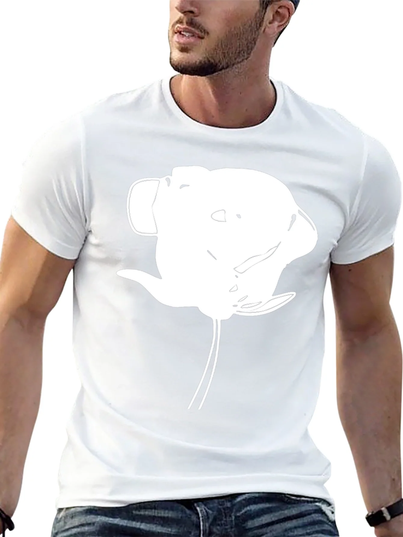 Abstract White Flower Graphic Black T-Shirt