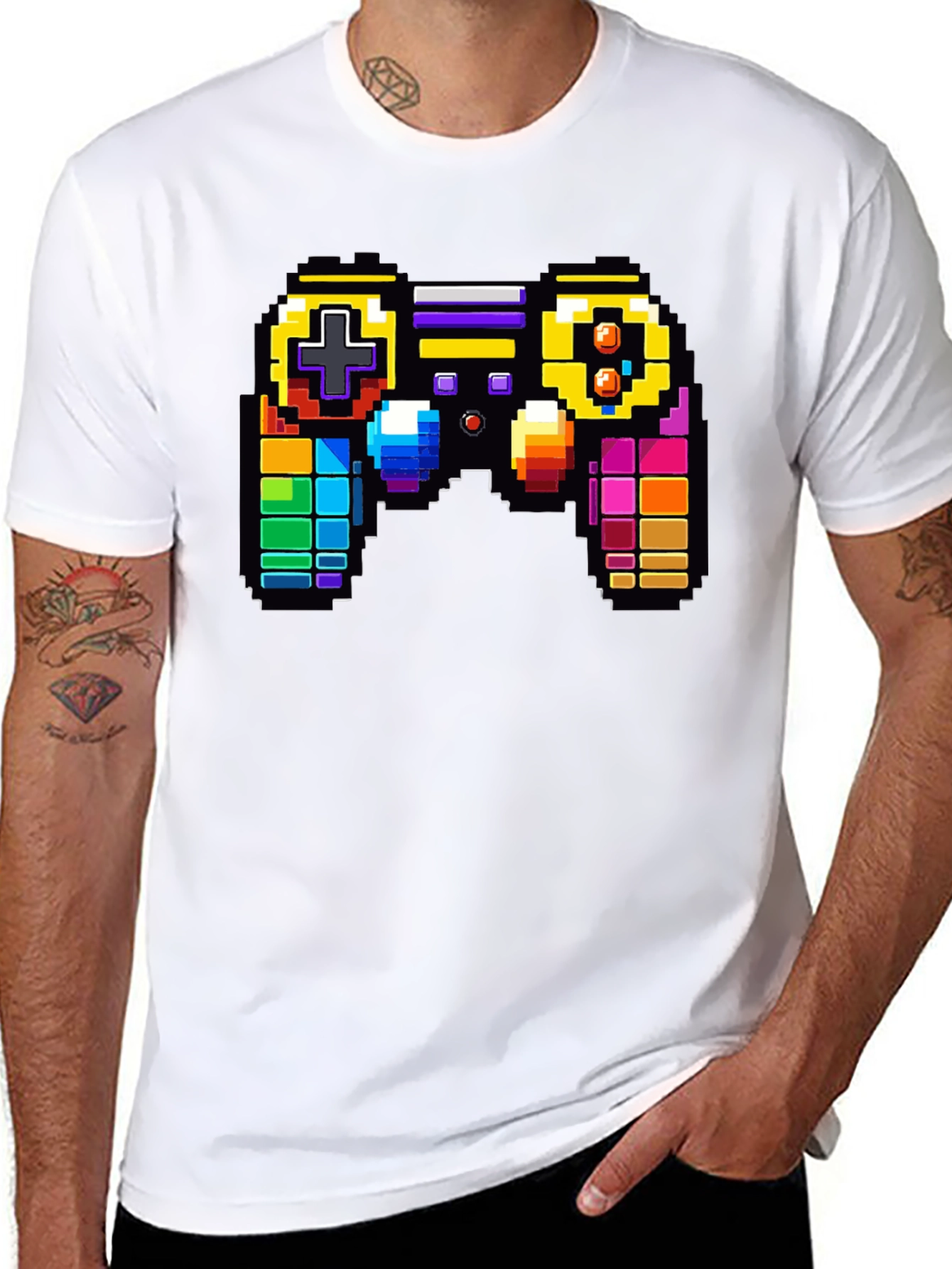 Retro Pixel Game Controller Graphic Tee - Gamer Style