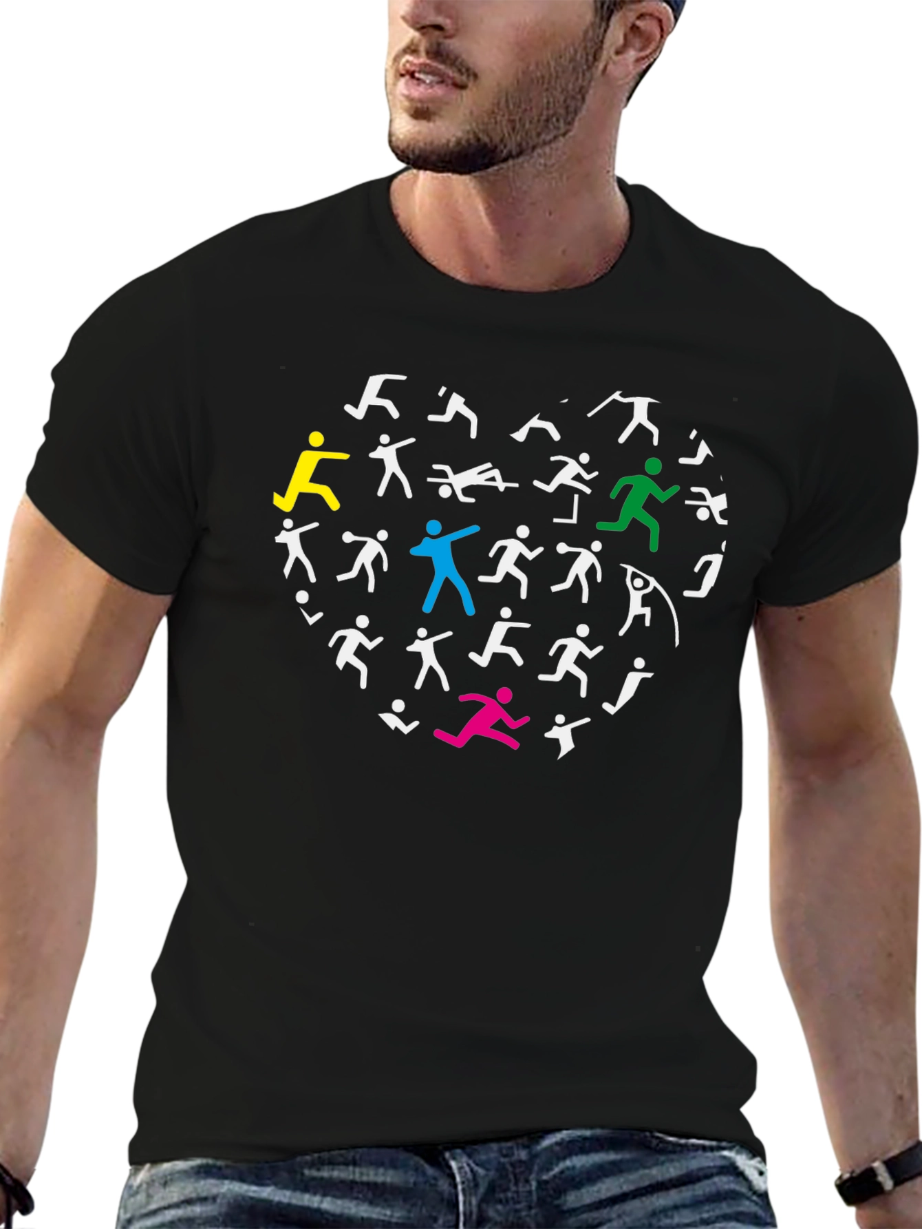 Athletic Heart Graphic T-Shirt - Black