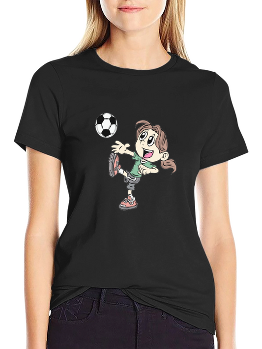 Soccer Girl Graphic Tee - Black Cotton T-Shirt