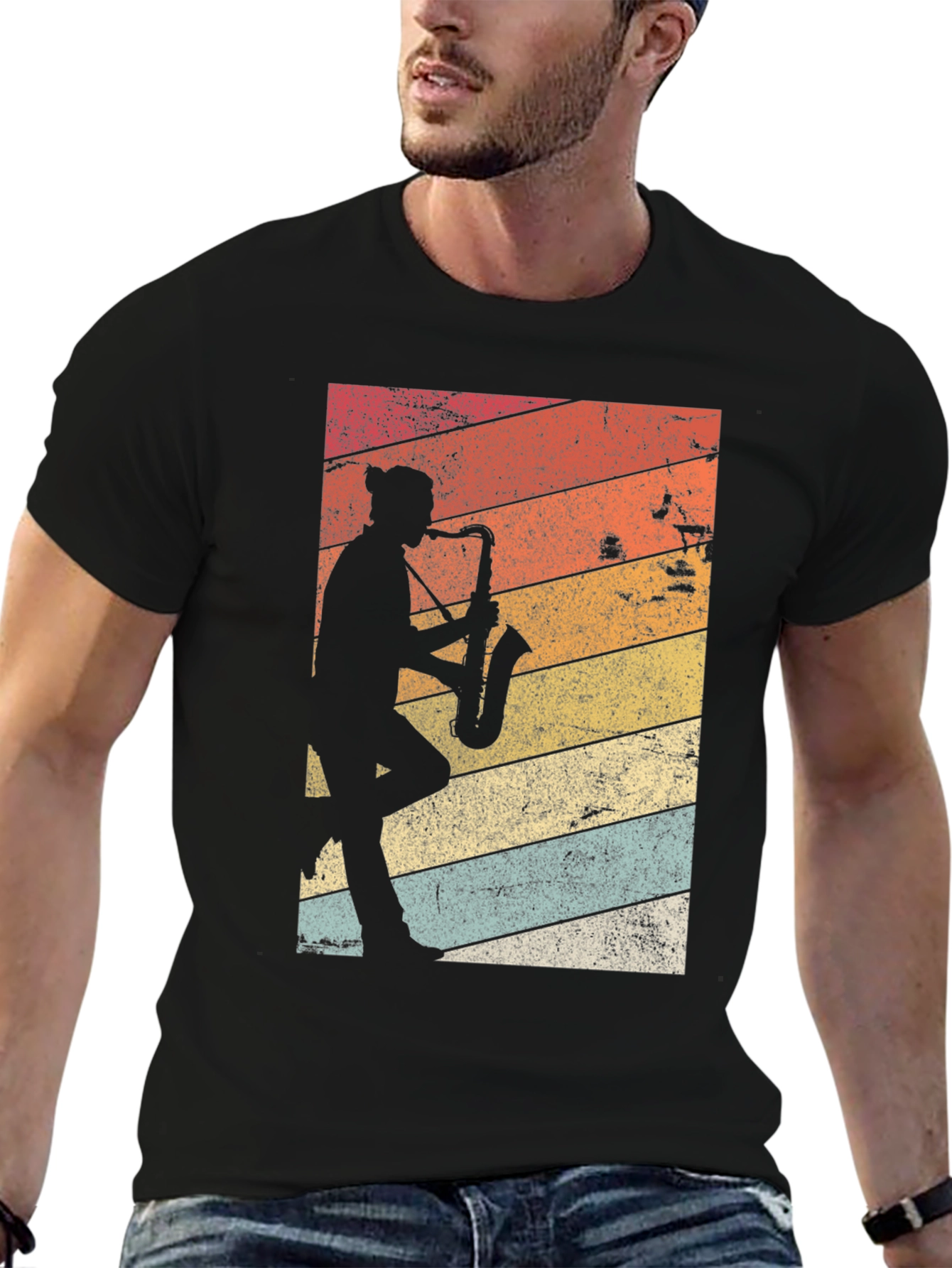 Retro Saxophone Player Graphic Tee