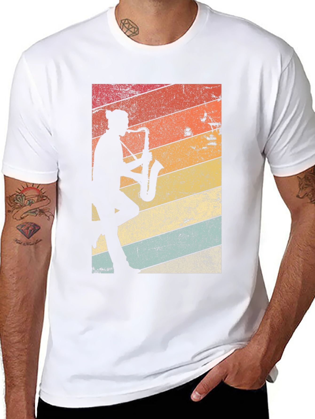 Retro Saxophone Player Graphic Tee