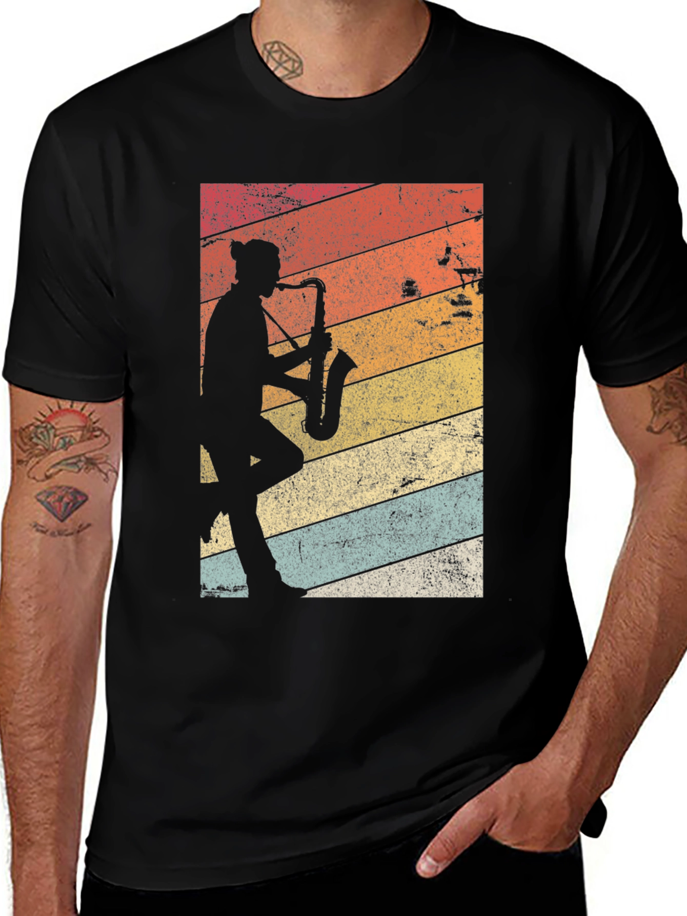 Retro Saxophone Player Graphic Tee