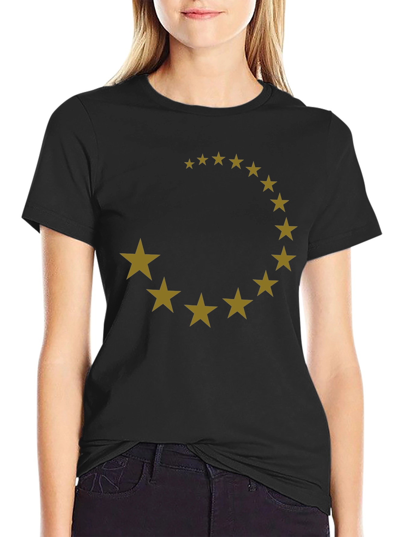Star Circle Graphic Black T-Shirt