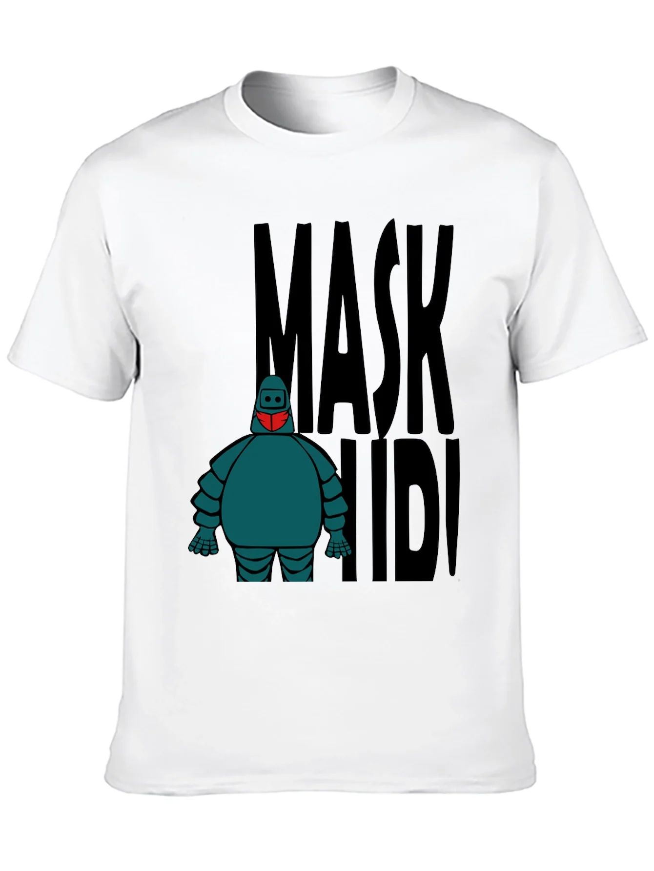 Mask Up Robot Graphic Tee - Stylish Protection