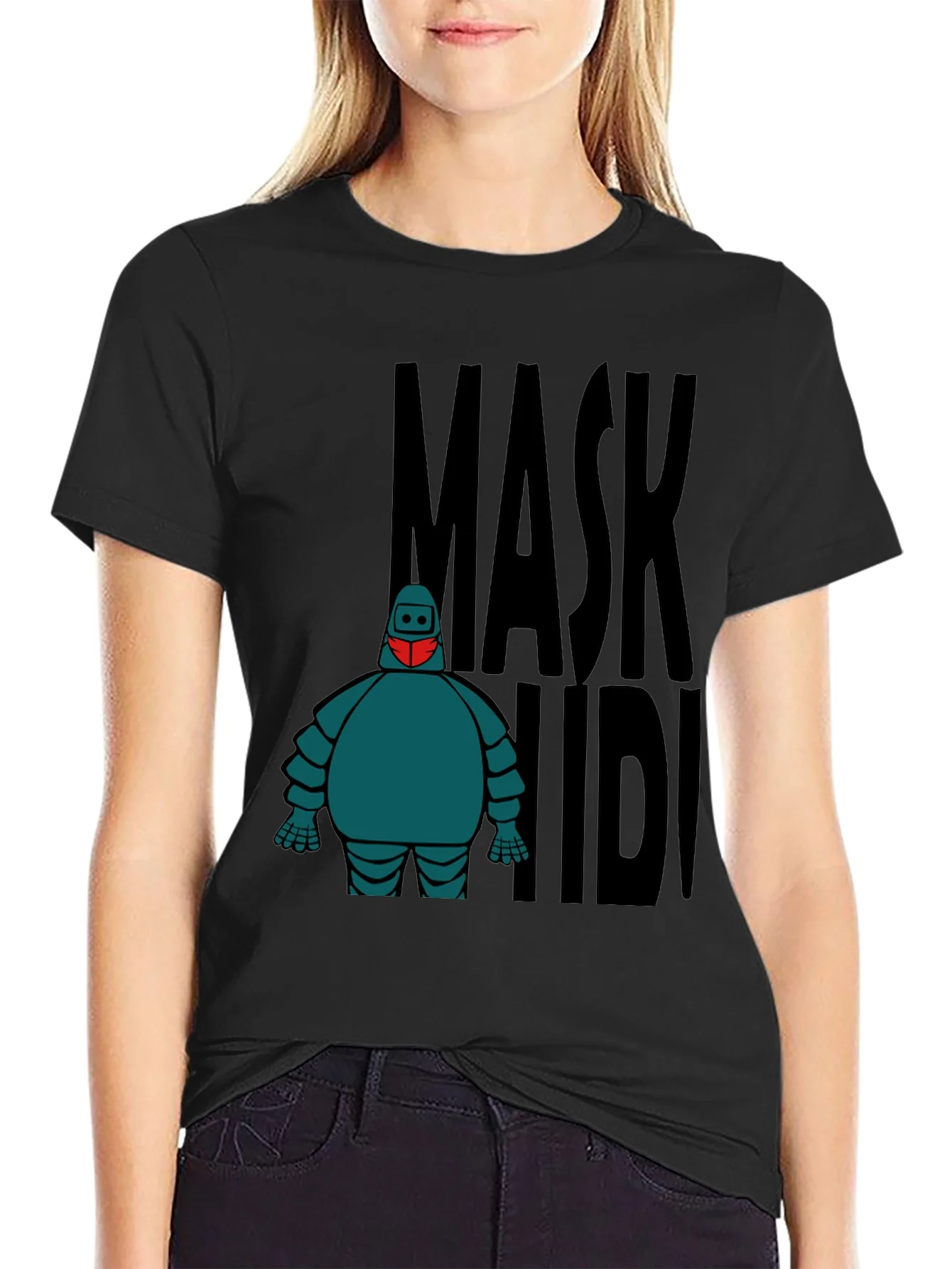 Mask Up Robot Graphic Tee - Stylish Protection