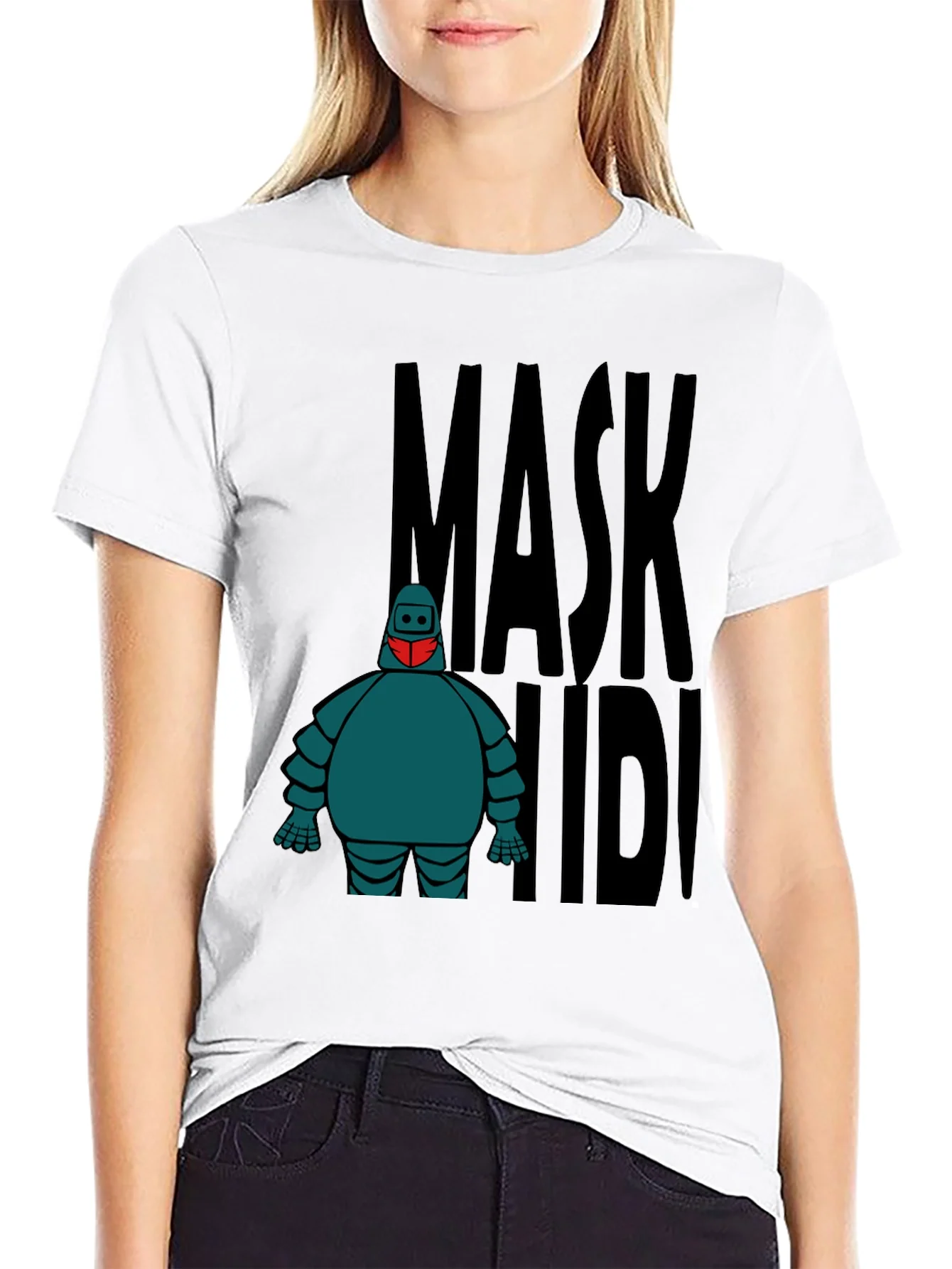 Mask Up Robot Graphic Tee - Stylish Protection
