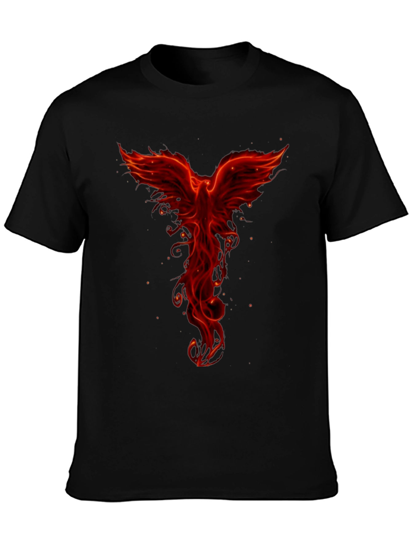 Fiery Phoenix Graphic Tee - Black Cotton Blend