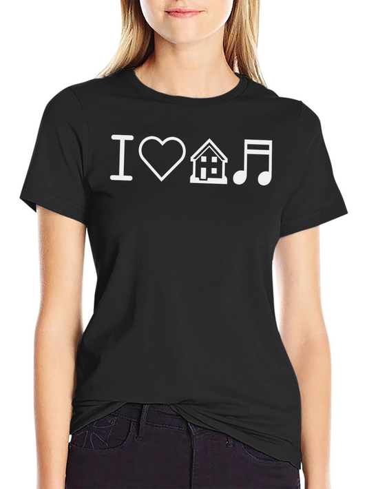 I Love House Music Graphic Tee - Black Cotton T-Shirt