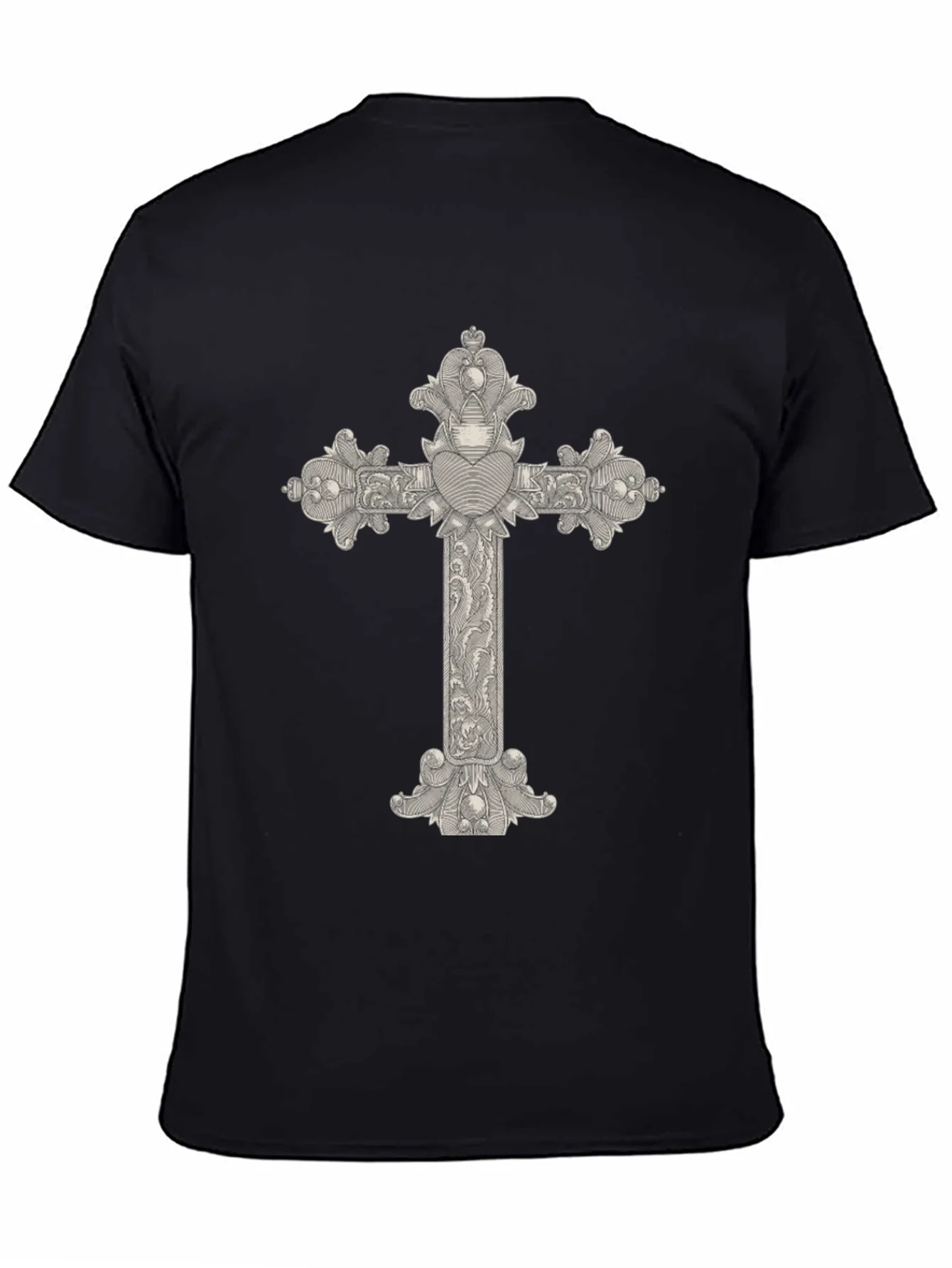 Ornate Cross Graphic Tee - Classic Black T-Shirt