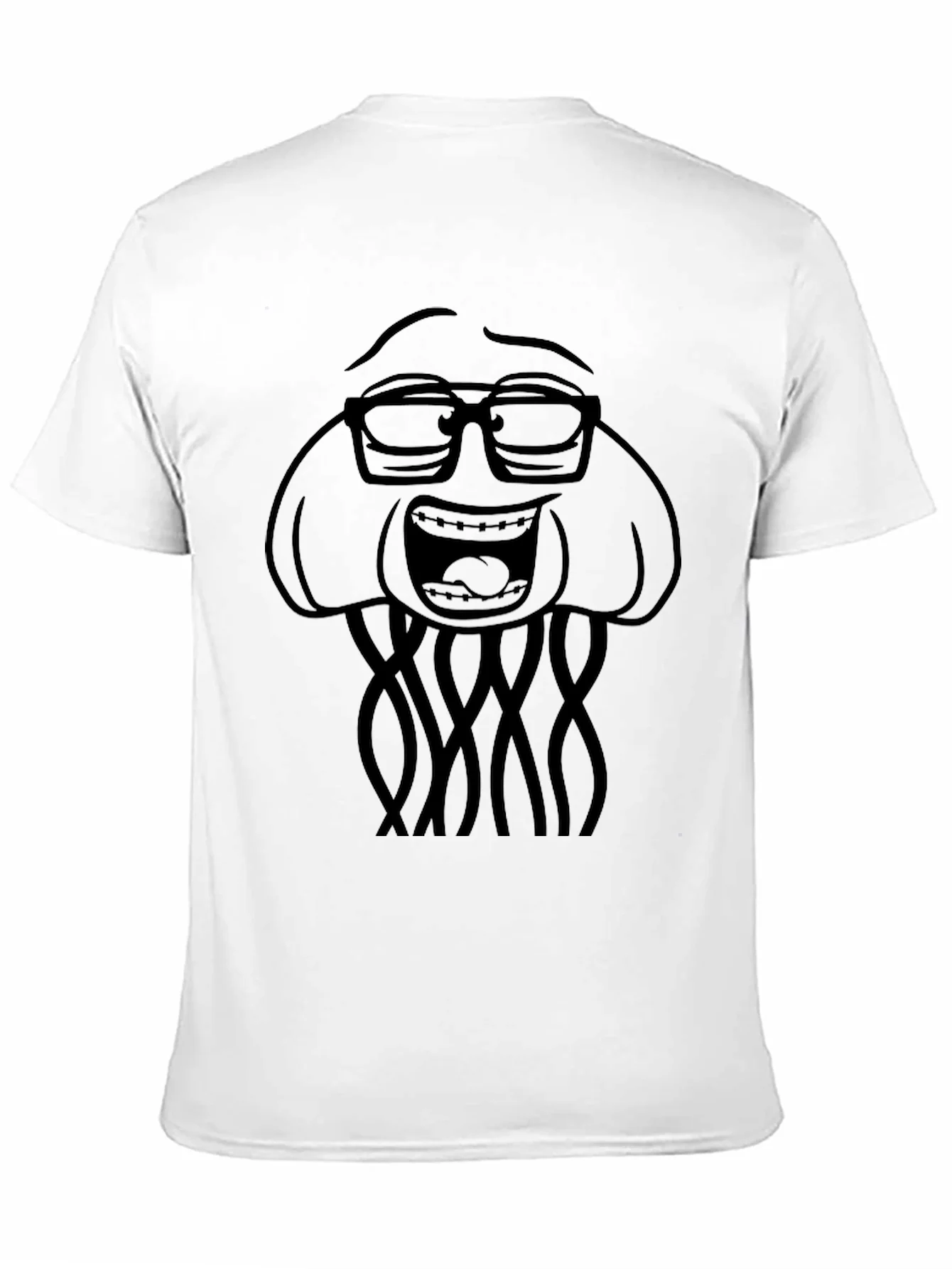 Nerdy Jellyfish Graphic Tee - Black Cotton Casual Shirt