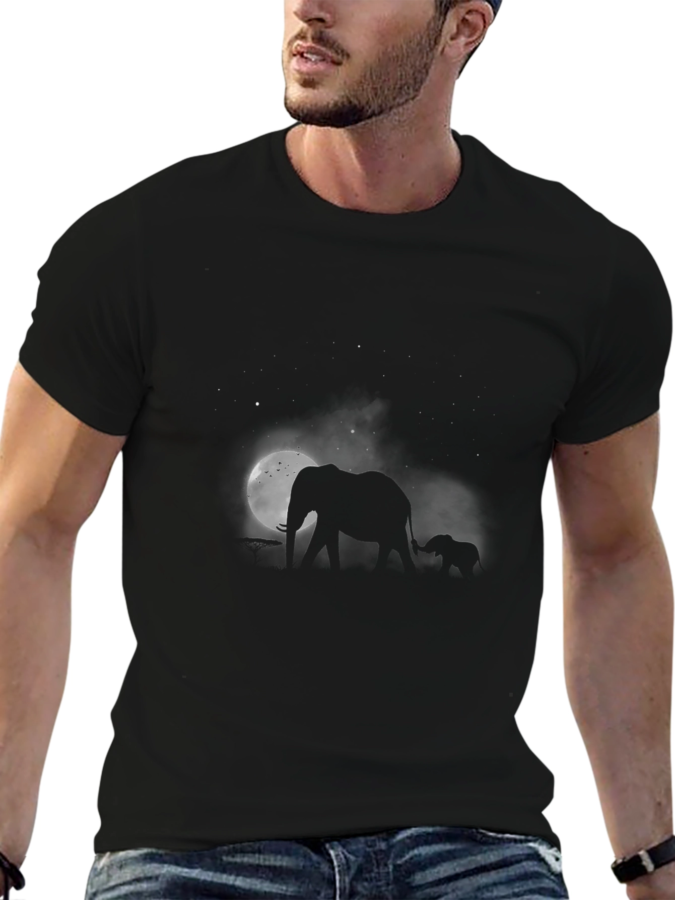 Elephant Silhouette Black T-Shirt