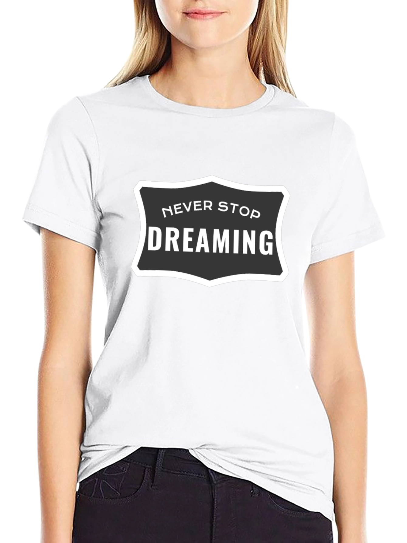 Never Stop Dreaming Black Graphic Tee