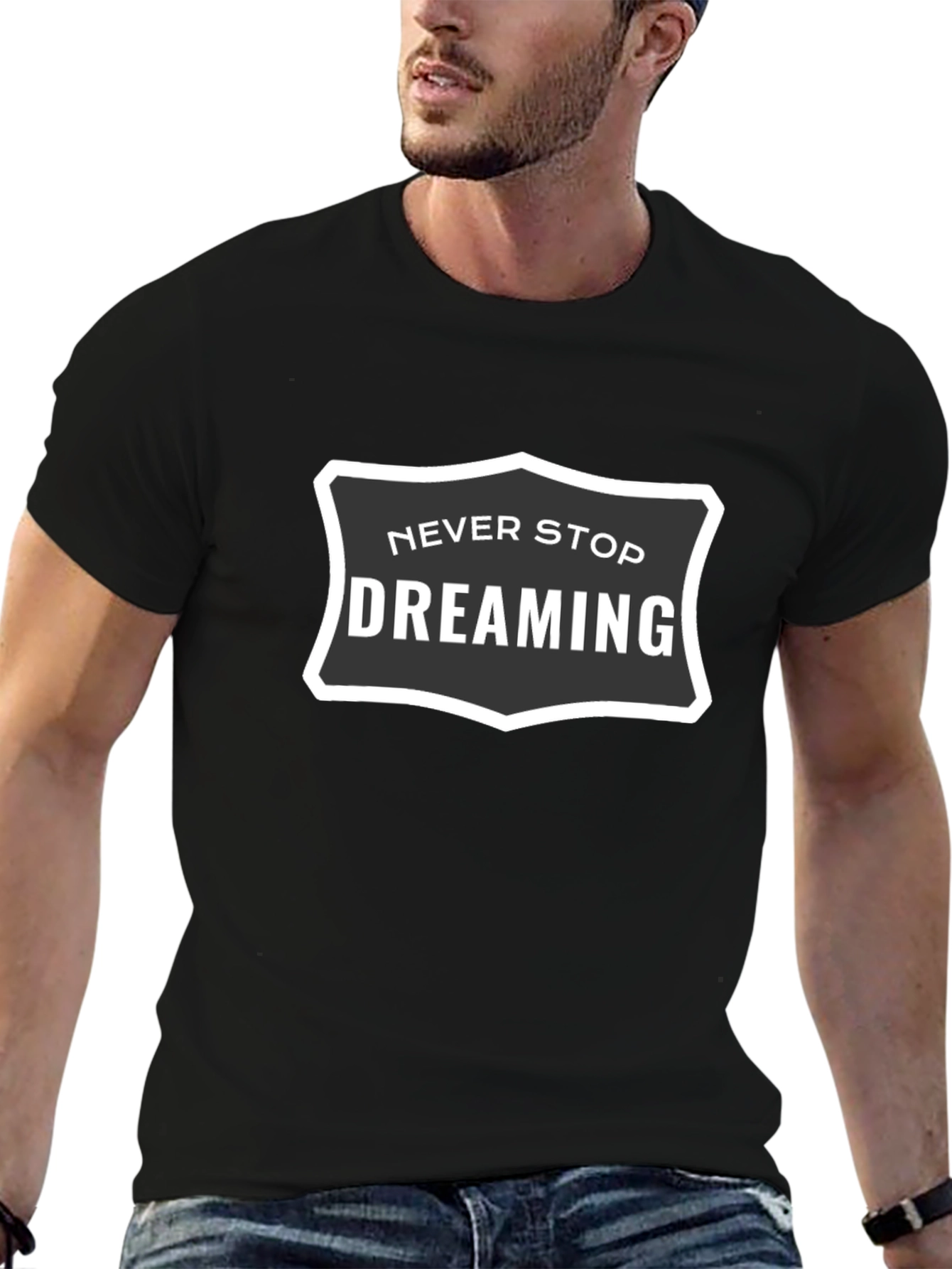 Never Stop Dreaming Black Graphic Tee