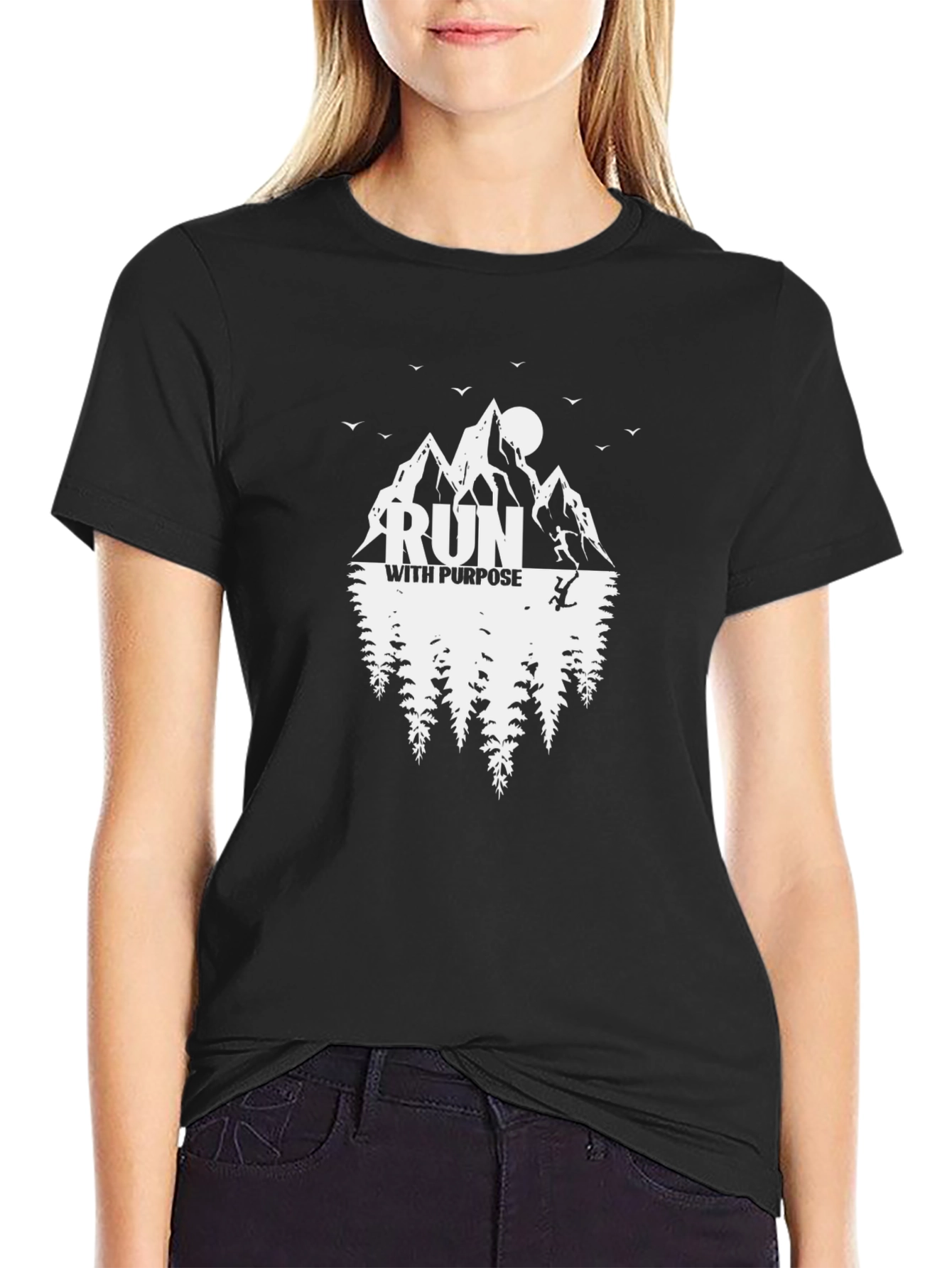 Run With Purpose Graphic Tee - Black Cotton T-Shirt
