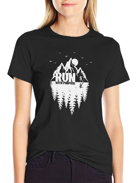 Run With Purpose Graphic Tee - Black Cotton T-Shirt