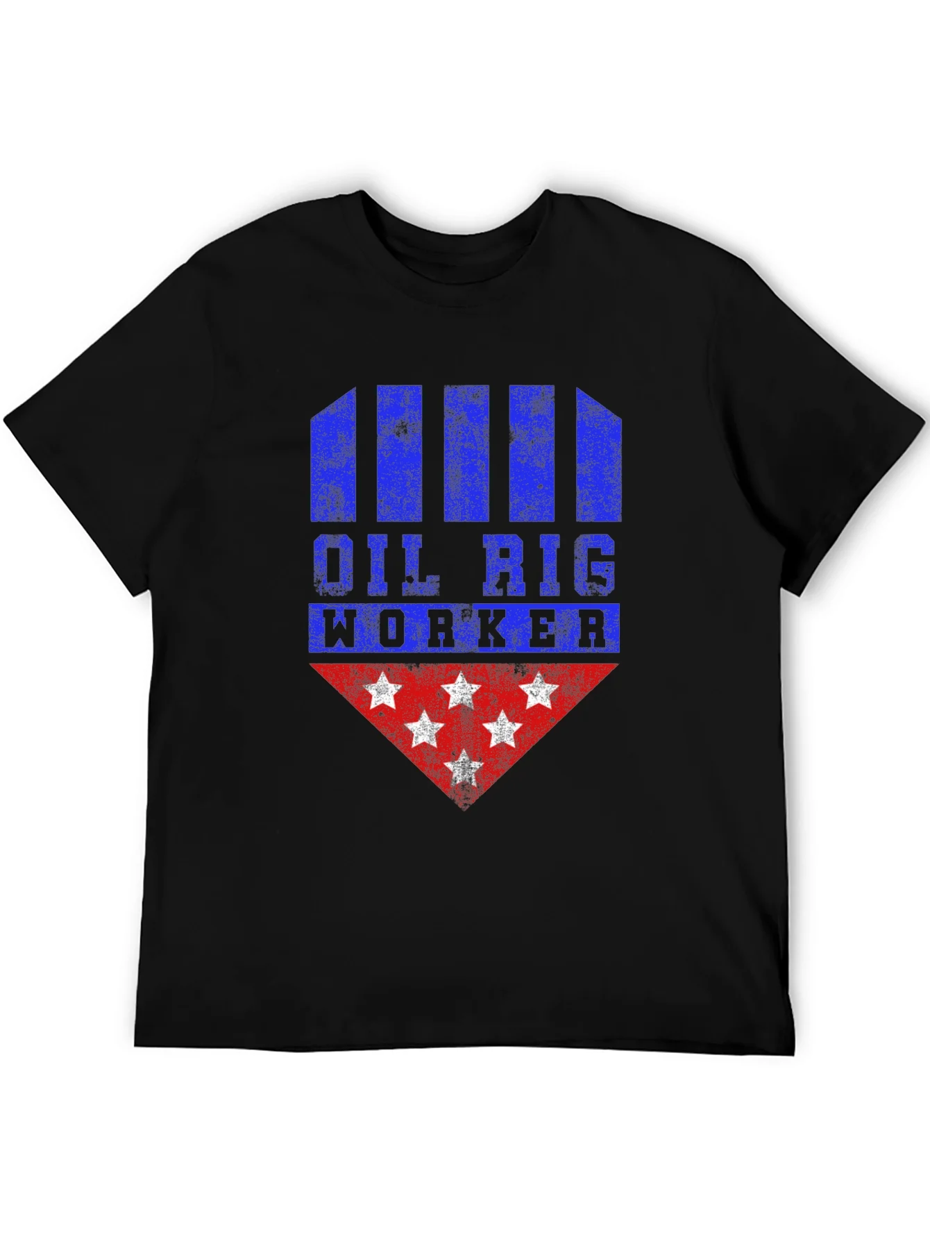 Oil Rig Worker Graphic Tee - Distressed Design