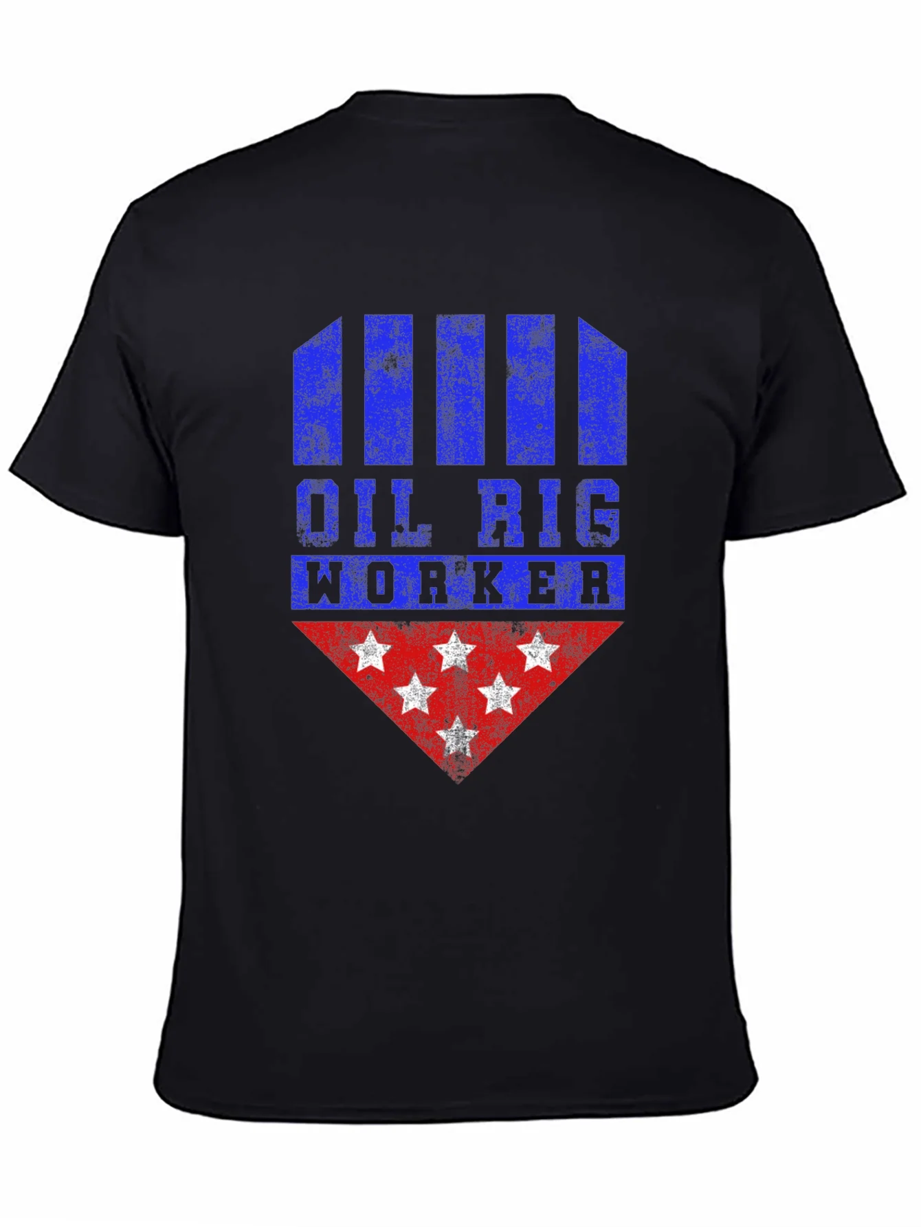 Oil Rig Worker Graphic Tee - Distressed Design